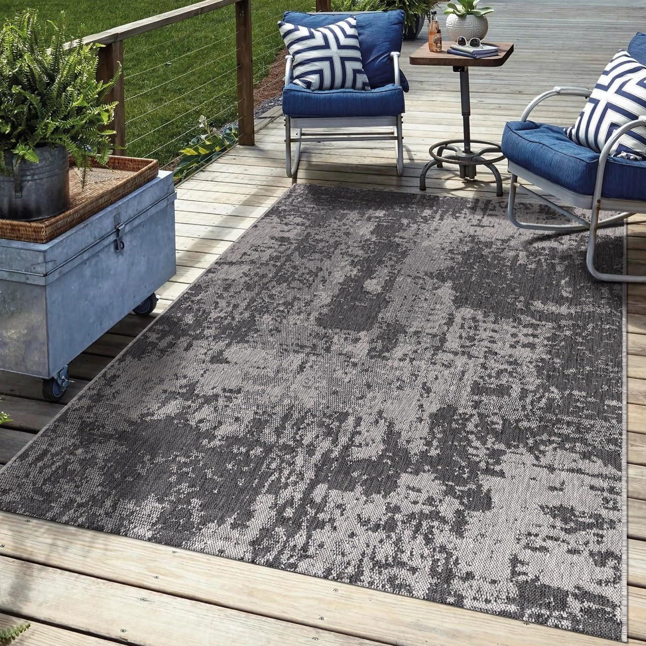 Keen Home Design Terrace Outdoor Area Rug - 12x15 Washable Indoor/Outdoor Rug for Patio, Kitchen, Balcony, Beach, Garden, Deck and Porch, Size: 12'x15'