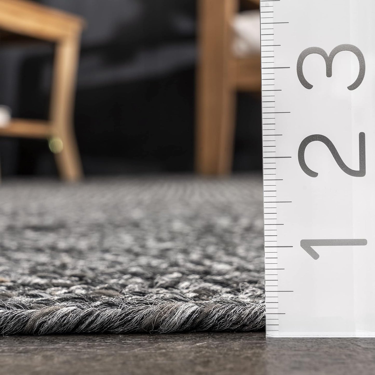 nuLOOM 2' x 8' Solid Hand Braided Indoor/Outdoor Area Rug, Pet-Friendly, High Traffic, Weather Resistant, for Patio, Balcony, Bedroom, Living, Dining Room, Wynn Charcoal