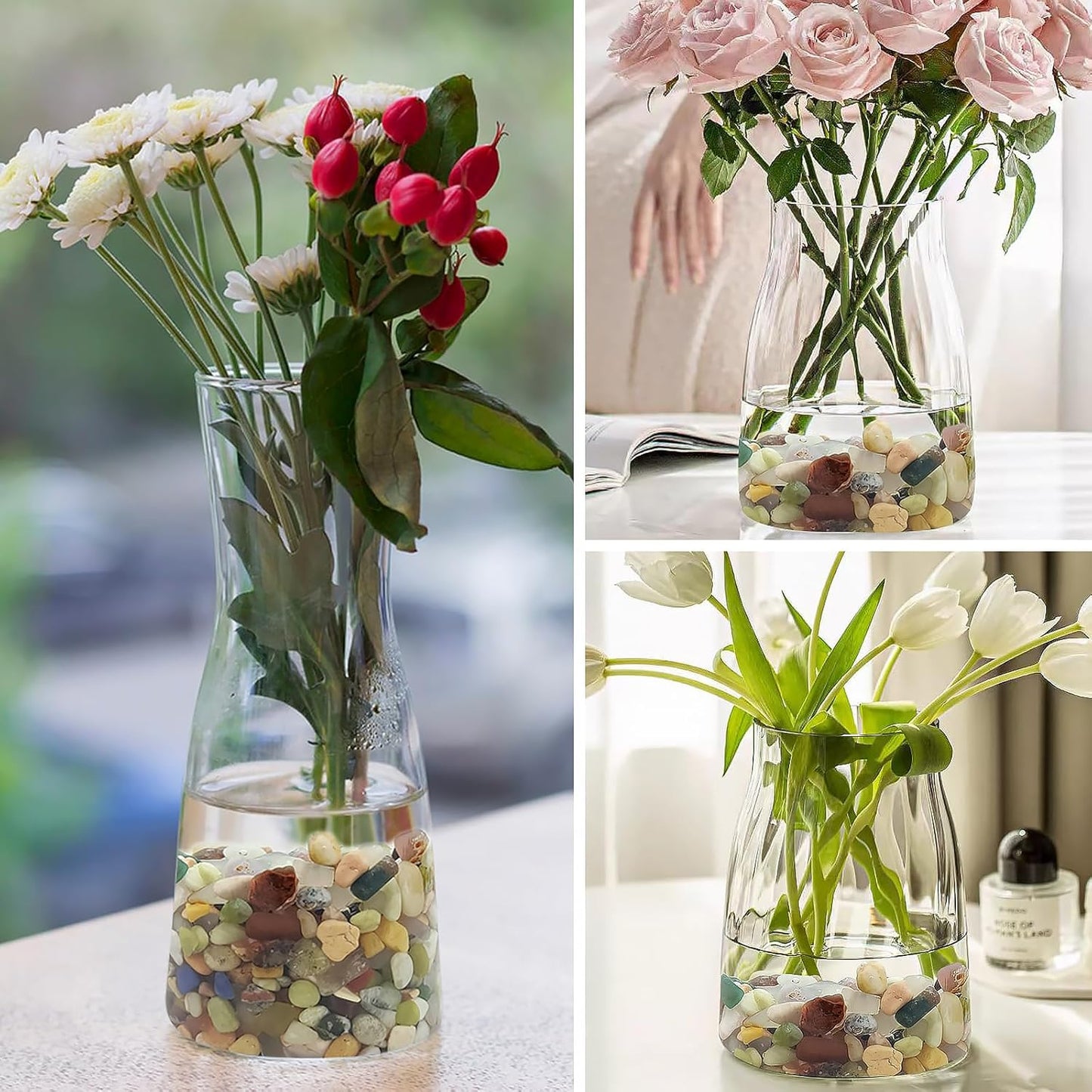 20LB Colorful Pebbles for Succulent, 3/8 Inch Natural River Rocks for Plants, Natural Decorative Polished Pebbles for Cactus,Vases, Planters,Outdoor Gardening and Indoor Plants