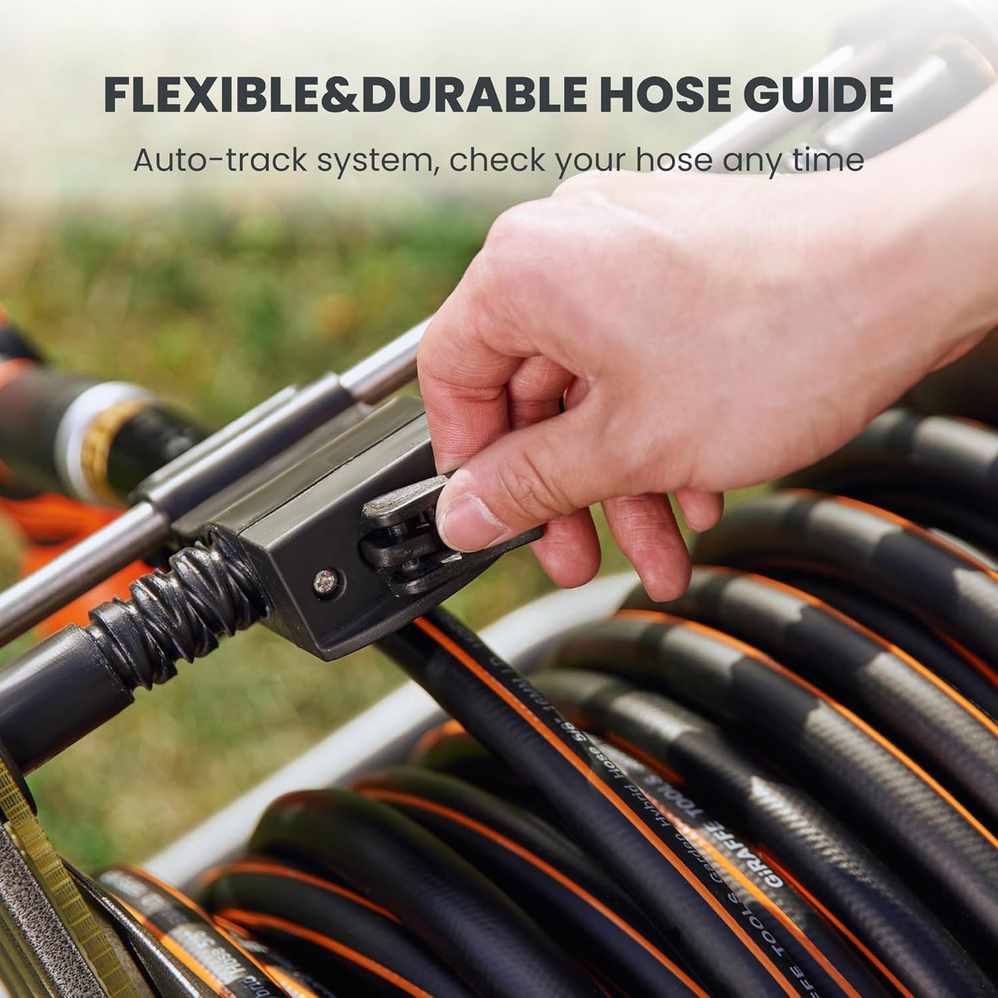 Giraffe Tools Garden Hose Reel Cart with Wheels, Heavy Duty Metal Water Hose Reel Cart, 200 ft of 1/2 Capacity, Mobile Hose Reel Cart for Outside