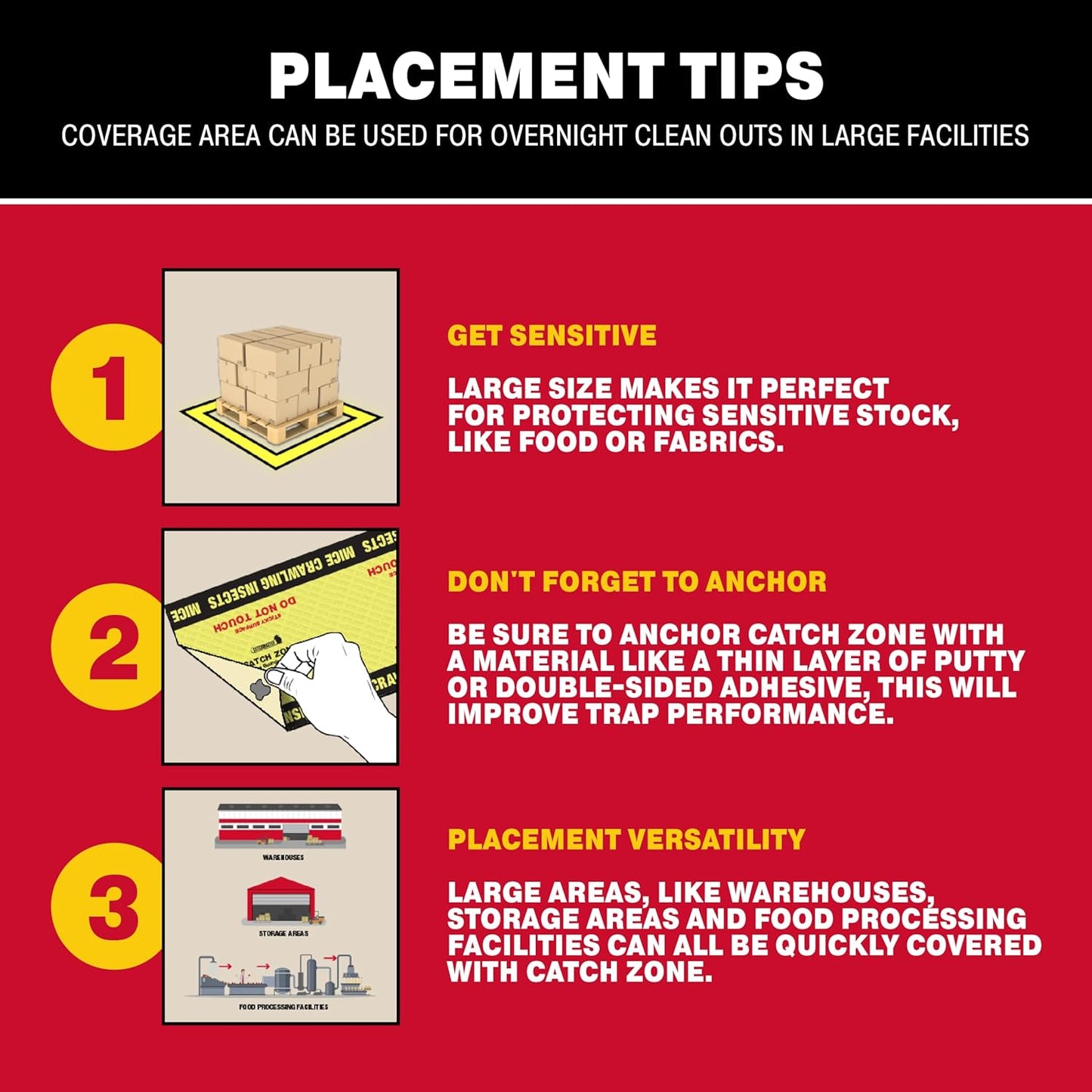 Catchmaster Catch Zone Pest Boundary Roll 1-PK 60FT, Adhesive Mouse Traps Indoor, Spider, Lizard, & Ant Sticky Traps for Crawling Insects, Pest Control Glue Traps for Warehouse, Basement, & Kitchen