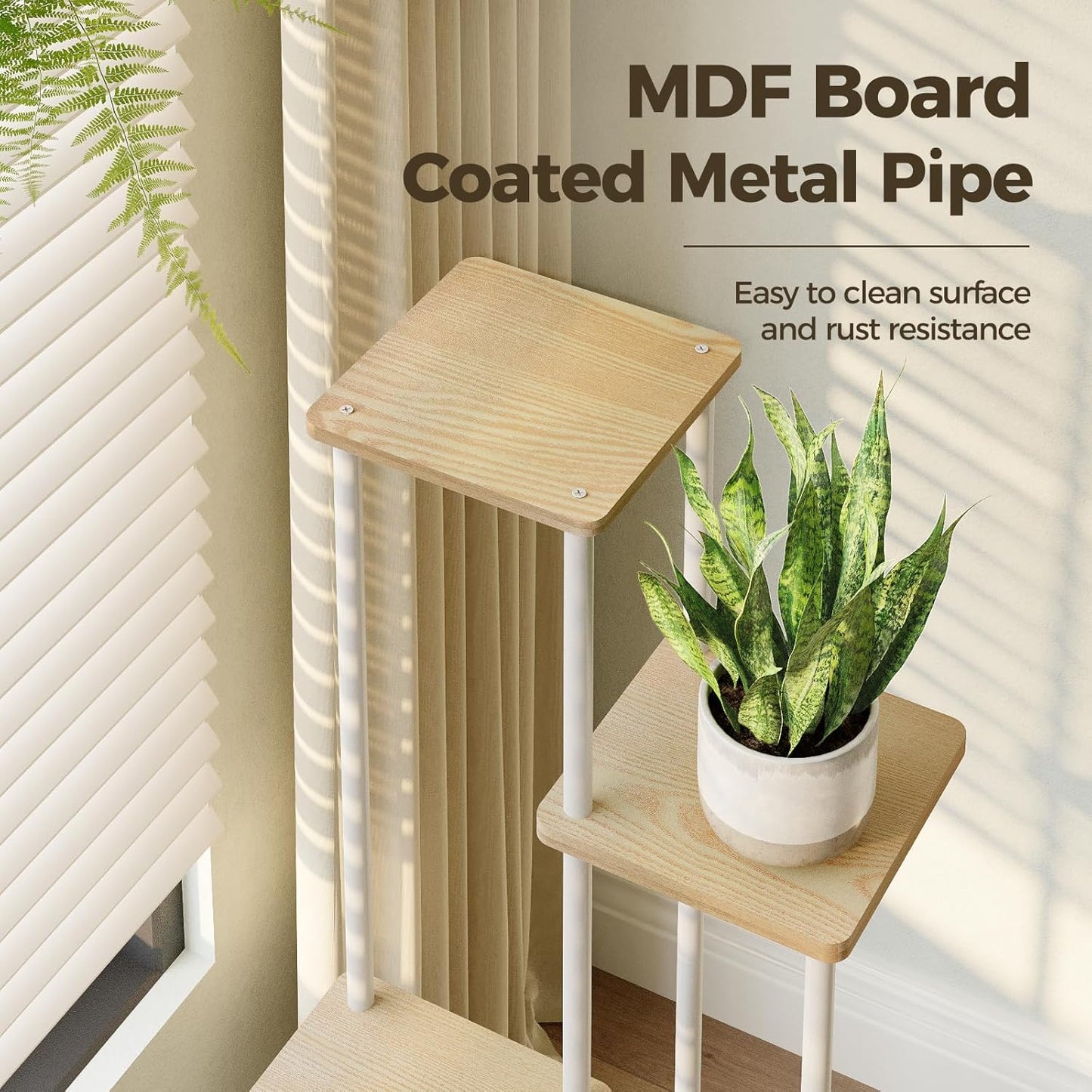 Bamworld Small Plant Stand Indoor 4 Tier Metal Plant Shelf for Multiple Plants Corner Flower Stand for Patio Garden Balcony Living Room Bedroom White