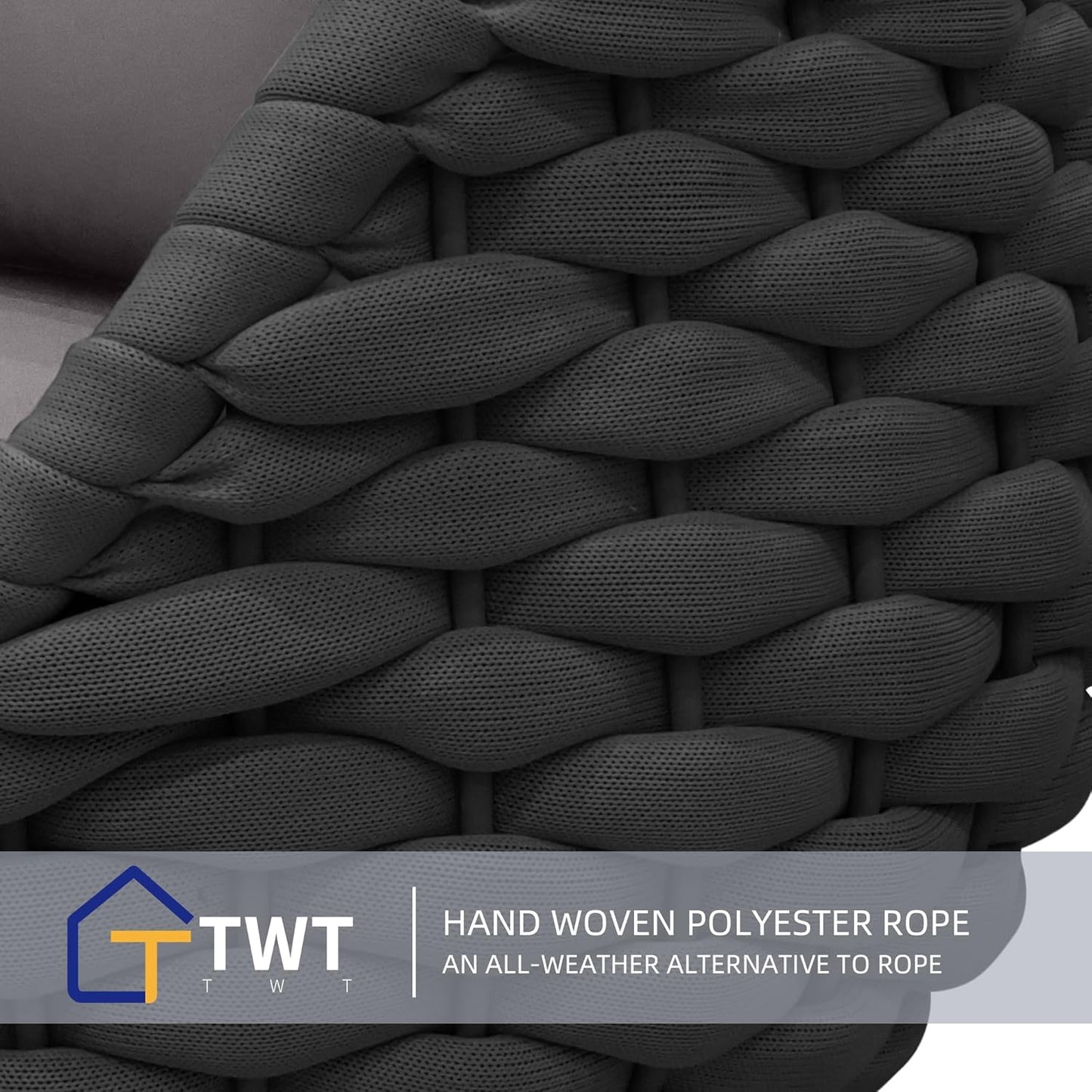 TWT Patio Furniture Set 4 Pieces Aluminum Outdoor Furniture w/27.8in Coffee Table,Patio Conversation Set with Hand Woven Polyester Rope for Backyard Garden Poolside,Dark Gray