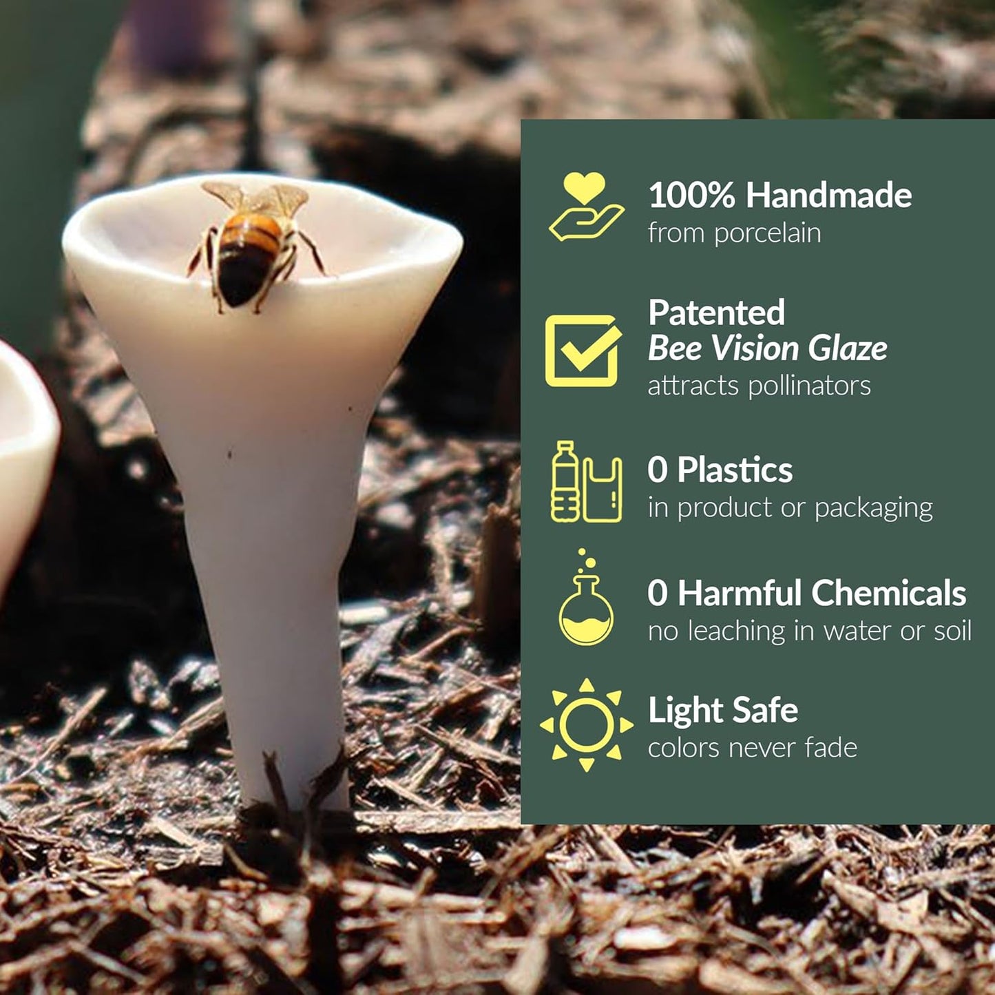 3 Pack, Bee Watering Station, Butterfly Feeder, Bee Feeder, Garden Decor, Bee Decor, Outdoor Garden Decor, Plastic Free, Handmade from Porcelain (3, Blue)