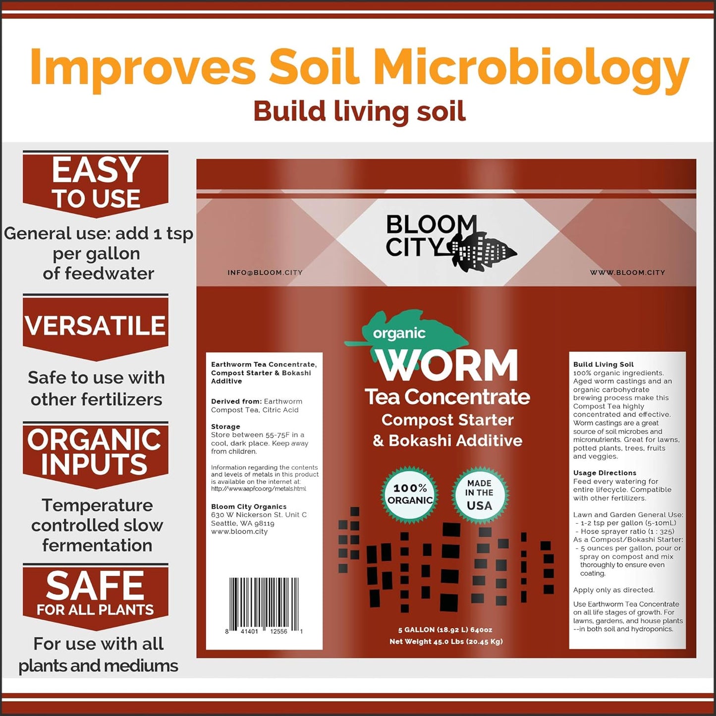 Bloom City Organic Worm Tea Concentrate and Compost and Bokashi Booster, 1/2 Pint (8 oz)