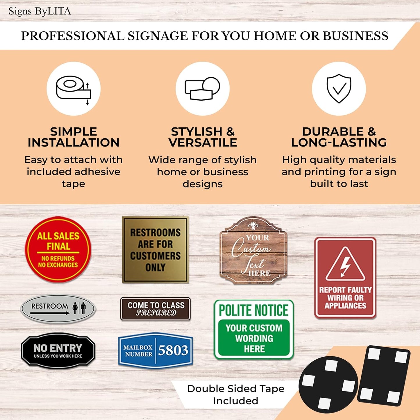 Signs ByLITA Standard Sprinkler Room Sign (Black/Silver) - Large 2 Pack