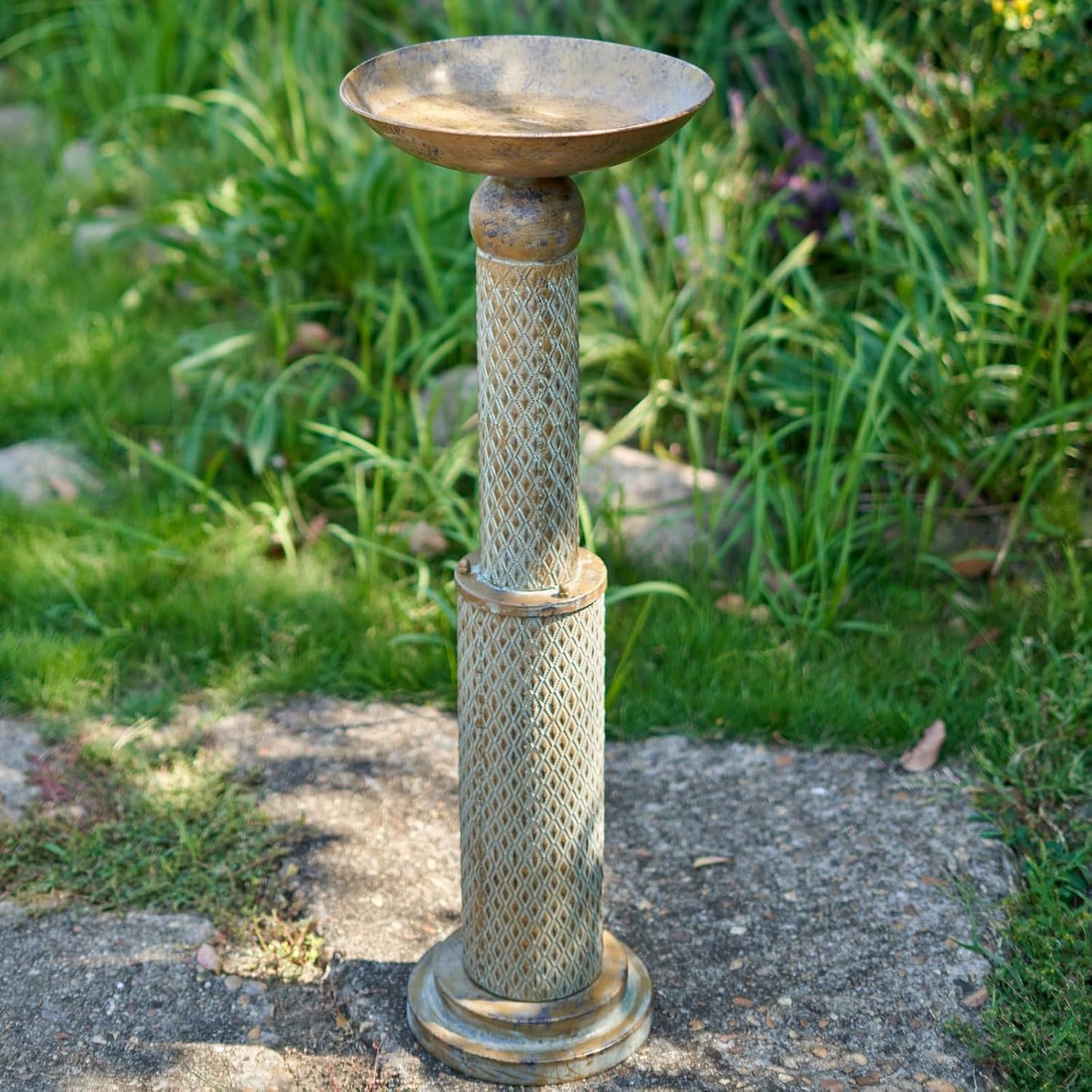 35.4" H×12.2" W Metal Bird Baths for Outdoors,Cylindrical Base Bird Bath,Vintage Bird Bath Bowl, Bird Feeder Seed Tray Garden Lawn Yard Decor