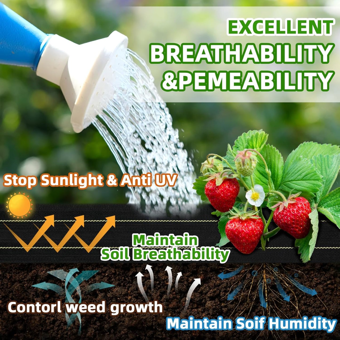 Shade&Beyond 6ftx300ft Weed Barrier Fabric 3.5oz Heavy Duty Landscape Fabric with Superior Permeability Weed Control, Garden Woven Ground Cloth with Staples