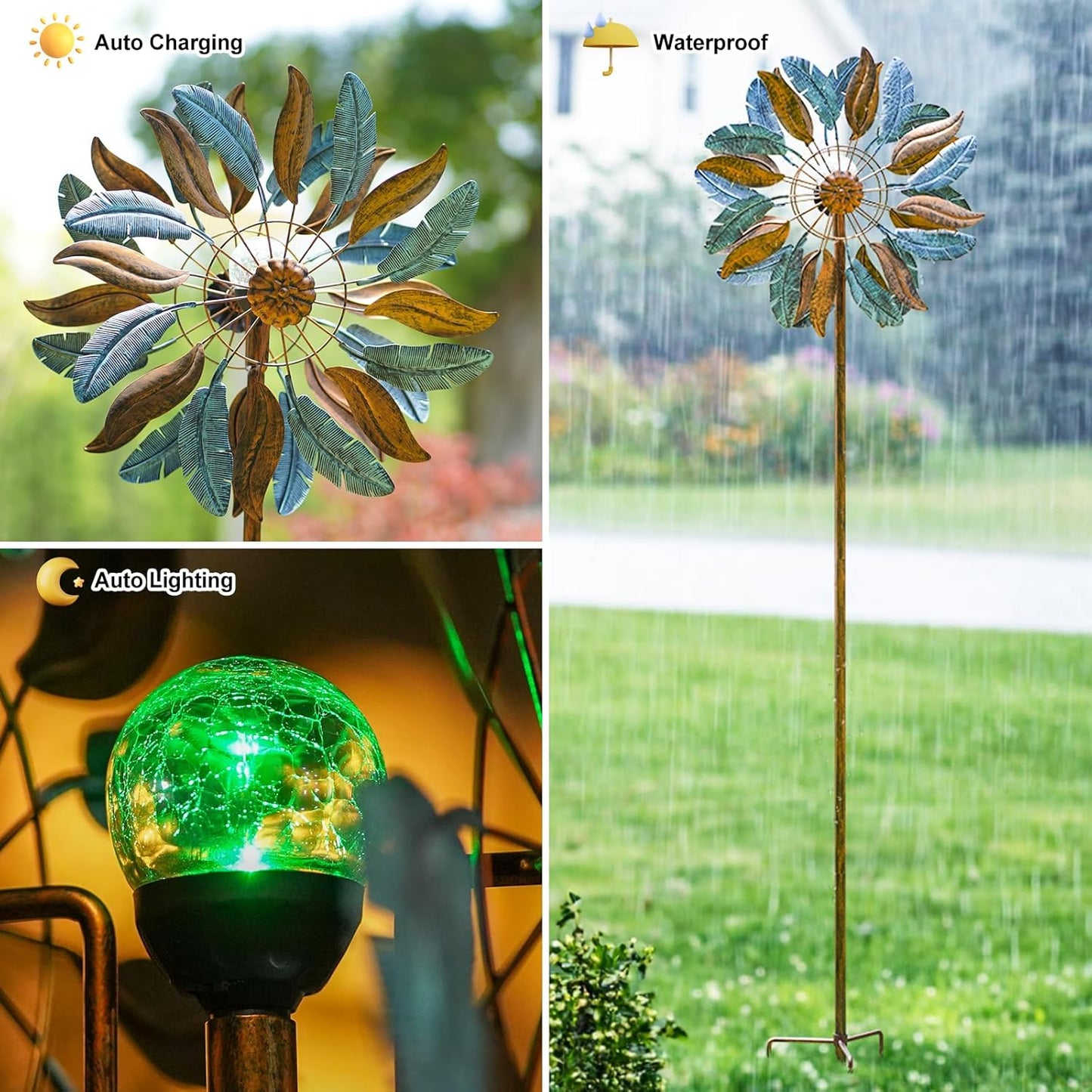 Solar Wind Spinners 87 Inch Extra Large Metal for Yard, Garden Decor Yard Art Windmills for Outdoor