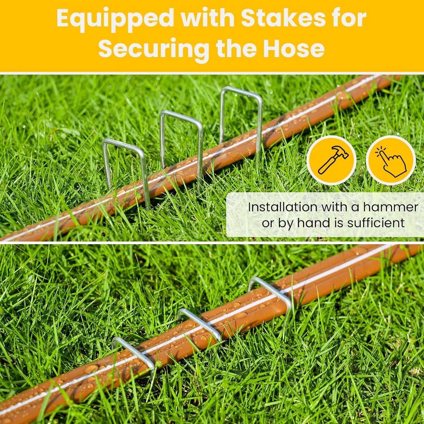 LINEX Sprinkler Soaker Hose 20 ft for Garden, Watering Hose with Holes, High-Efficiency Sprinklers System for Lawn and Garden with Staples