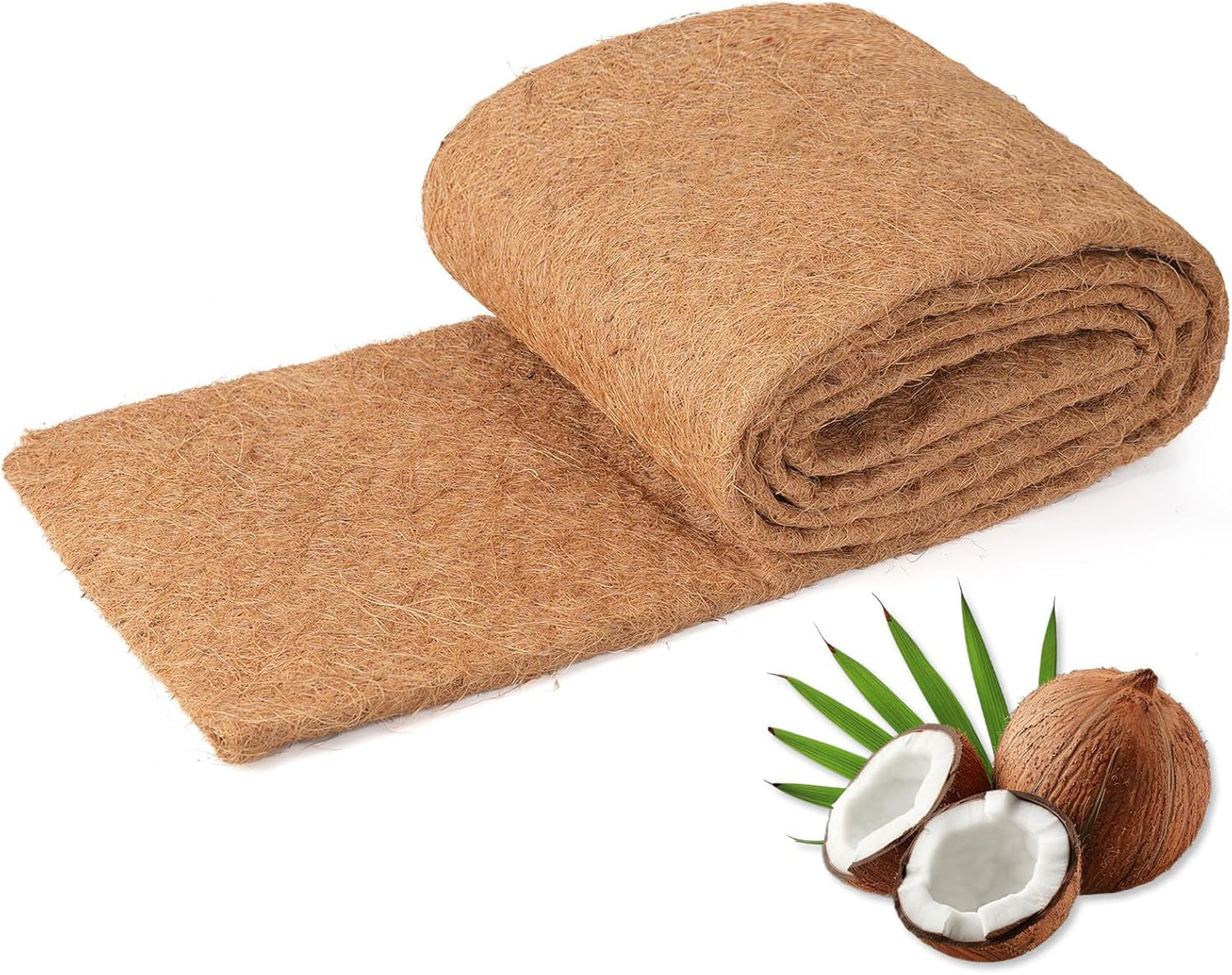Coconut Liners for Planters 24x120 Inch, Natural Coco Liners for Planter Flower Basket, Thick Coco Fiber Mat for Garden Decoration, Hanging Basket, Animal pet pad
