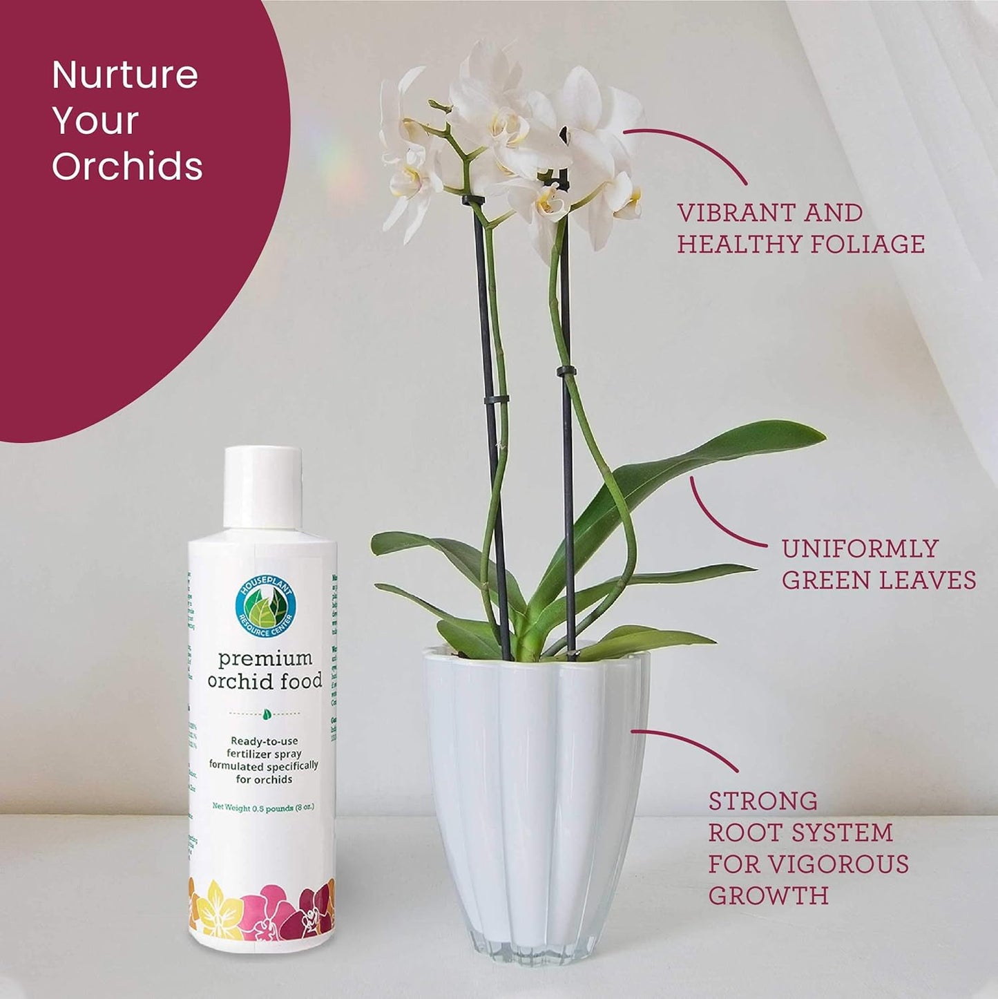 Orchid Fertilizer Spray – Nourishing Liquid Plant Food Mist for Healthy Orchids – Easy-to-Use Nutrient Boost for Vibrant Blooms & Healthy Roots – Made in USA – 8 oz