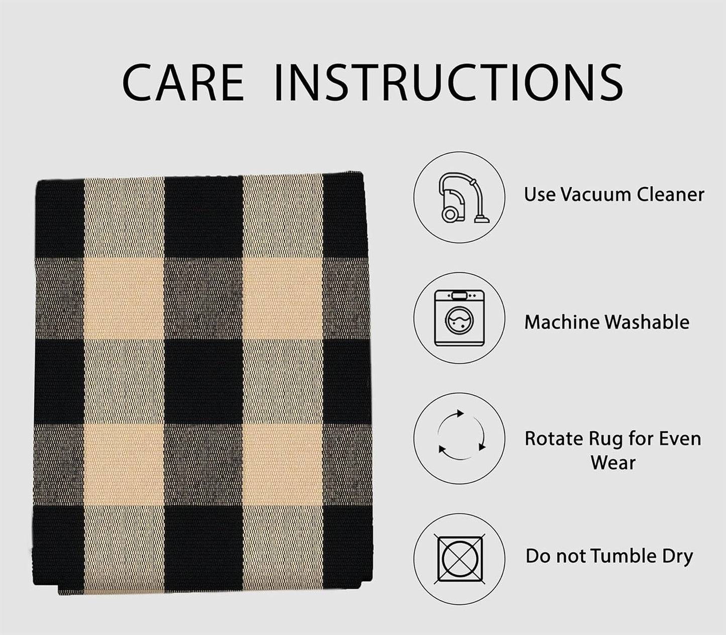 IOHOUZE Buffalo Plaid Checkered Rug 4x6 Ft Front Door Mats, Washable Area Rugs for Front Porch, Welcome Mats Indoor Outdoor, Entryway Rug for Entryway, Home Entrance, Tan Black