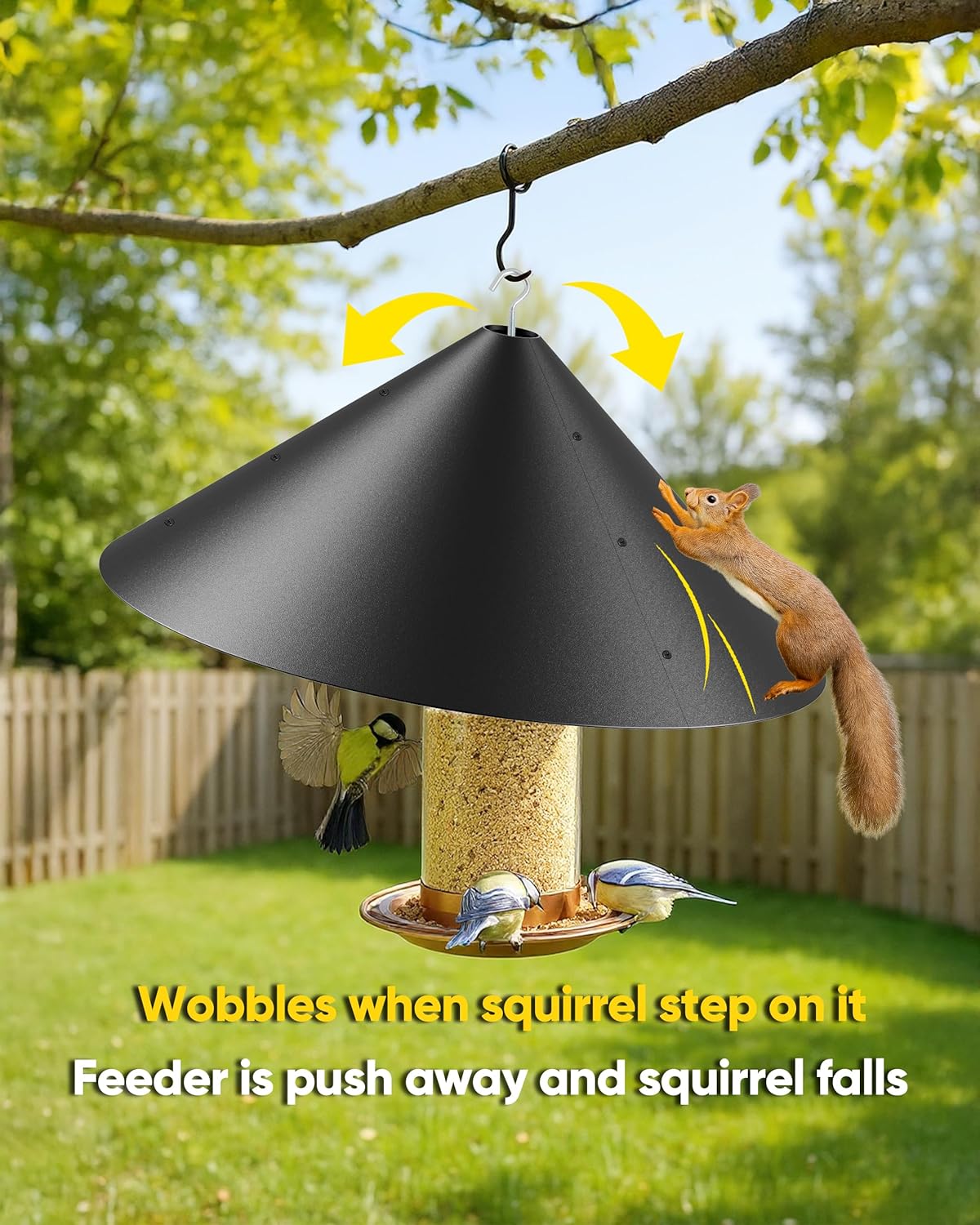 19 Inch Metal Squirrel Baffle for Bird Feeder Pole, Squirrel Proof for Hanging Bird Feeder, Outdoor Cover for Rain, Rust Proof Chew Proof Heavy, 1 Pack
