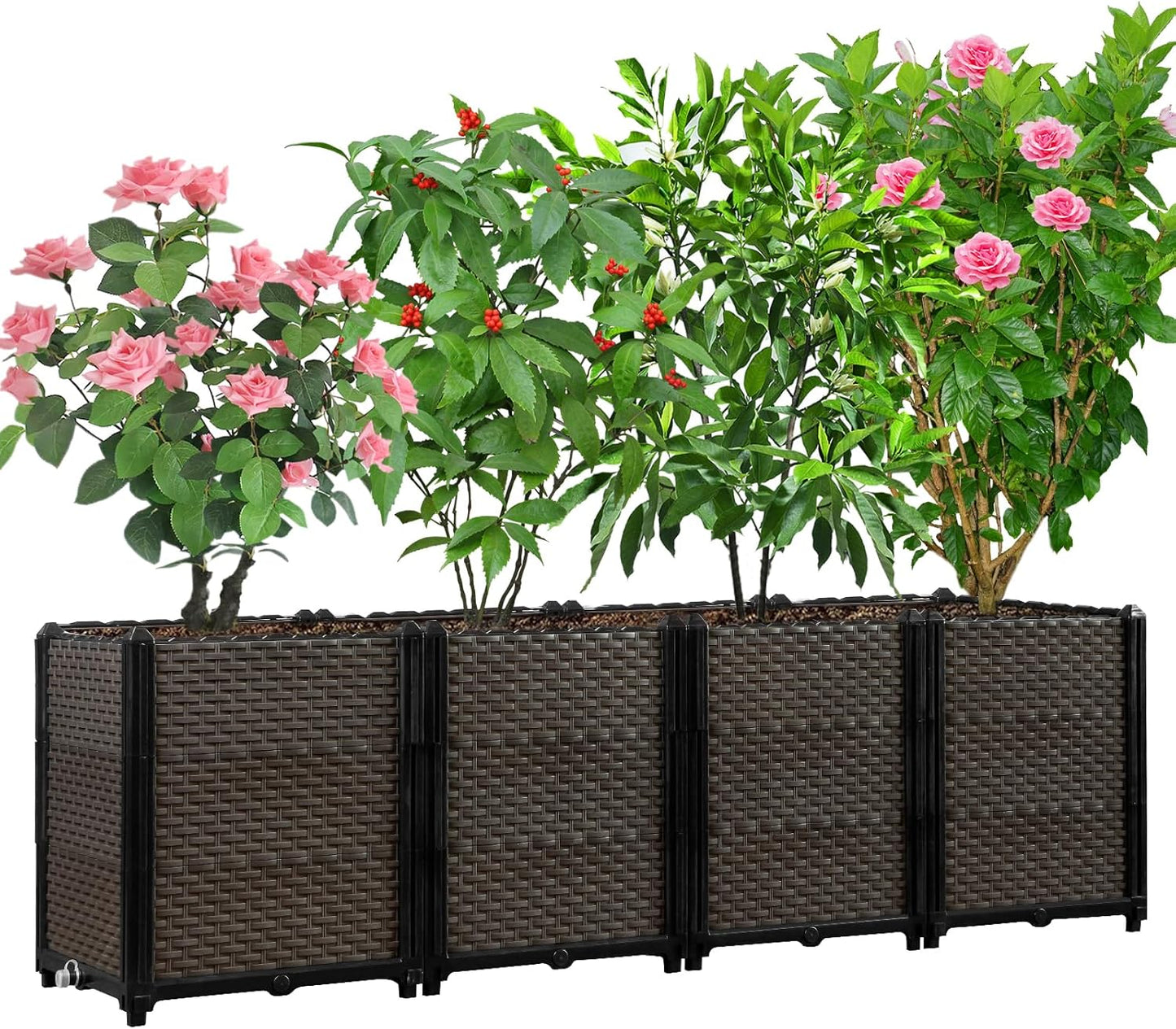 Large Raised Planter Box Outdoor Self Watering 62.9"x15.7"x19.7" , Deep Raised Garden Bed - Elevated Garden Box with Drainage Plug, Rectangular Garden Planter Perfect for Patio Balcony Deck