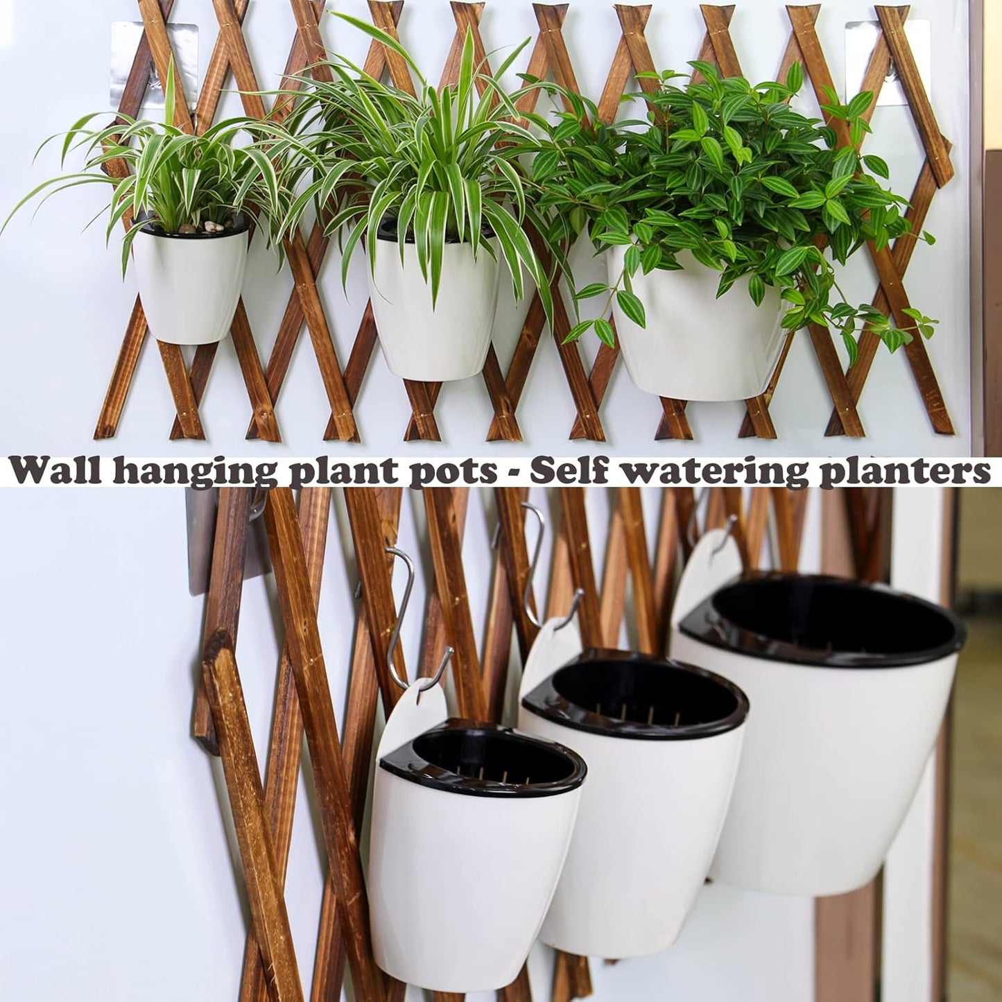 8 Packs 5" Plastic Self Watering Pots Wall Hanging Planters Wall Mounted Wicking Flower Pots for Indoor and Outdoor African Violet, Ocean Spider Plant, Orchid, White