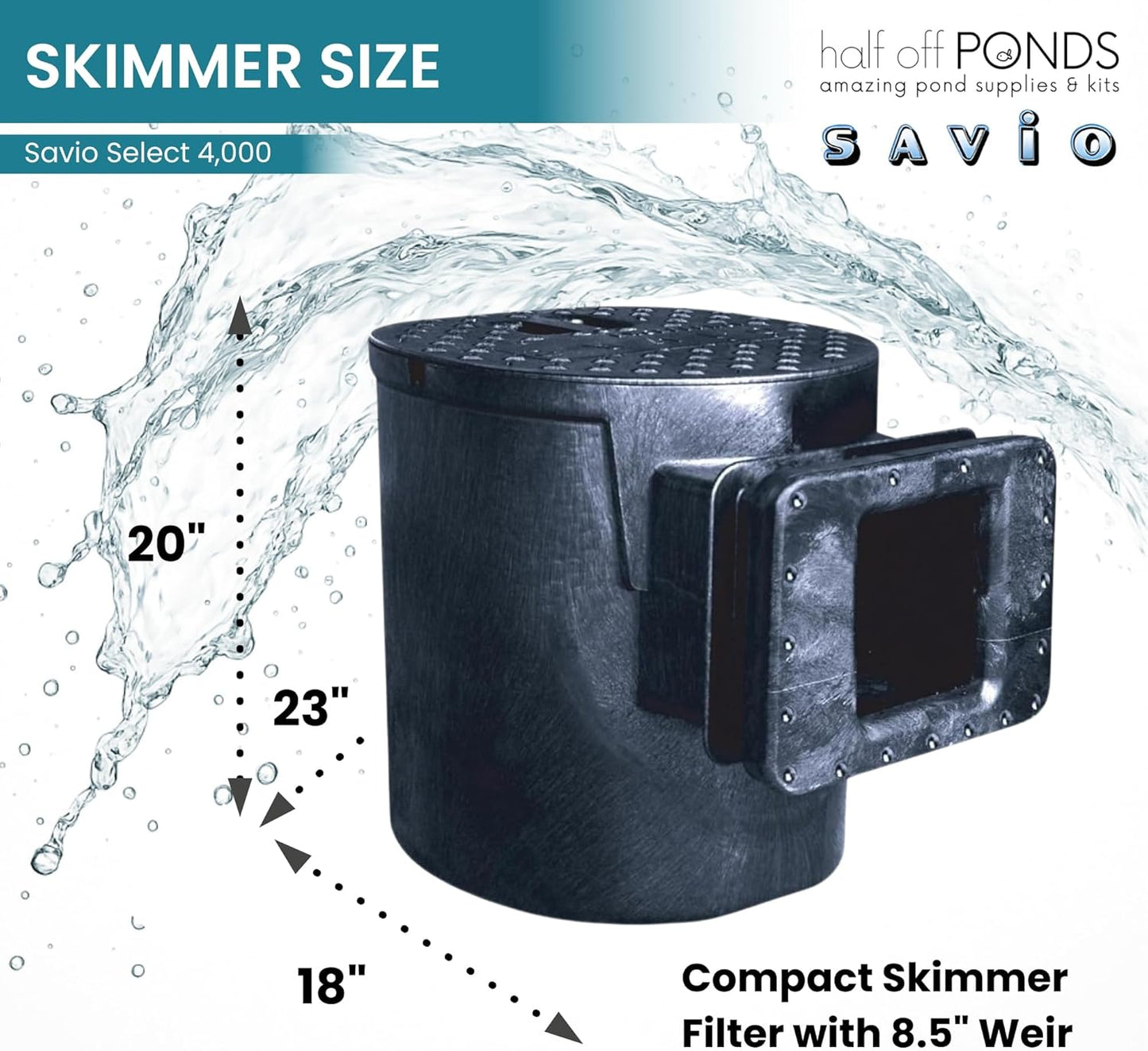 HALF OFF PONDS Savio Select 4,000 GPH Submersible Pump Pond Kit with 10' x 15' EPDM Rubber Pond Liner, UV Clarifier for Water Garden & Koi Pond
