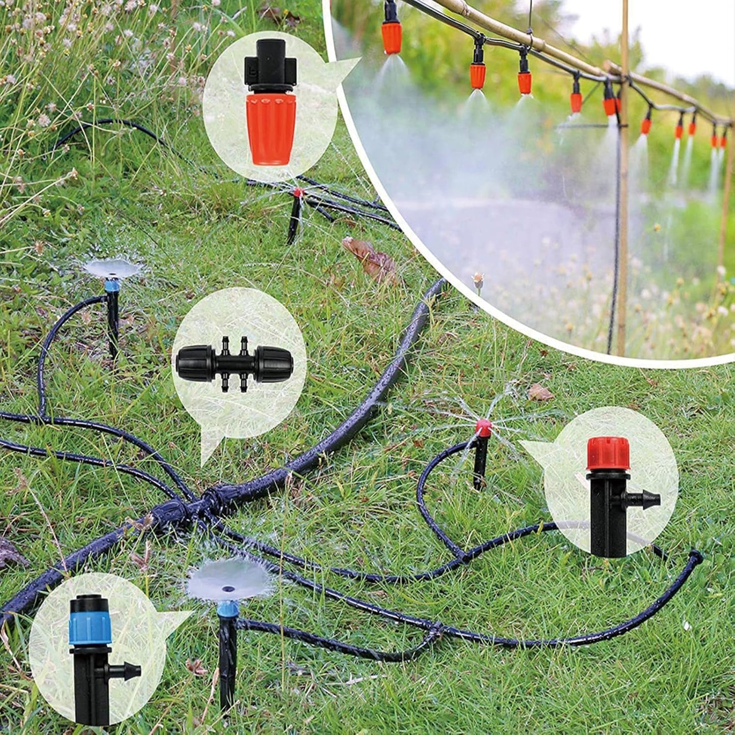 240FT Drip Irrigation System, Automatic Drip Irrigation Kit with 1/2 inch Hose 1/4 inch Distribution Tubing and Accessories for Greenhouse, Yard, Lawn, Plant