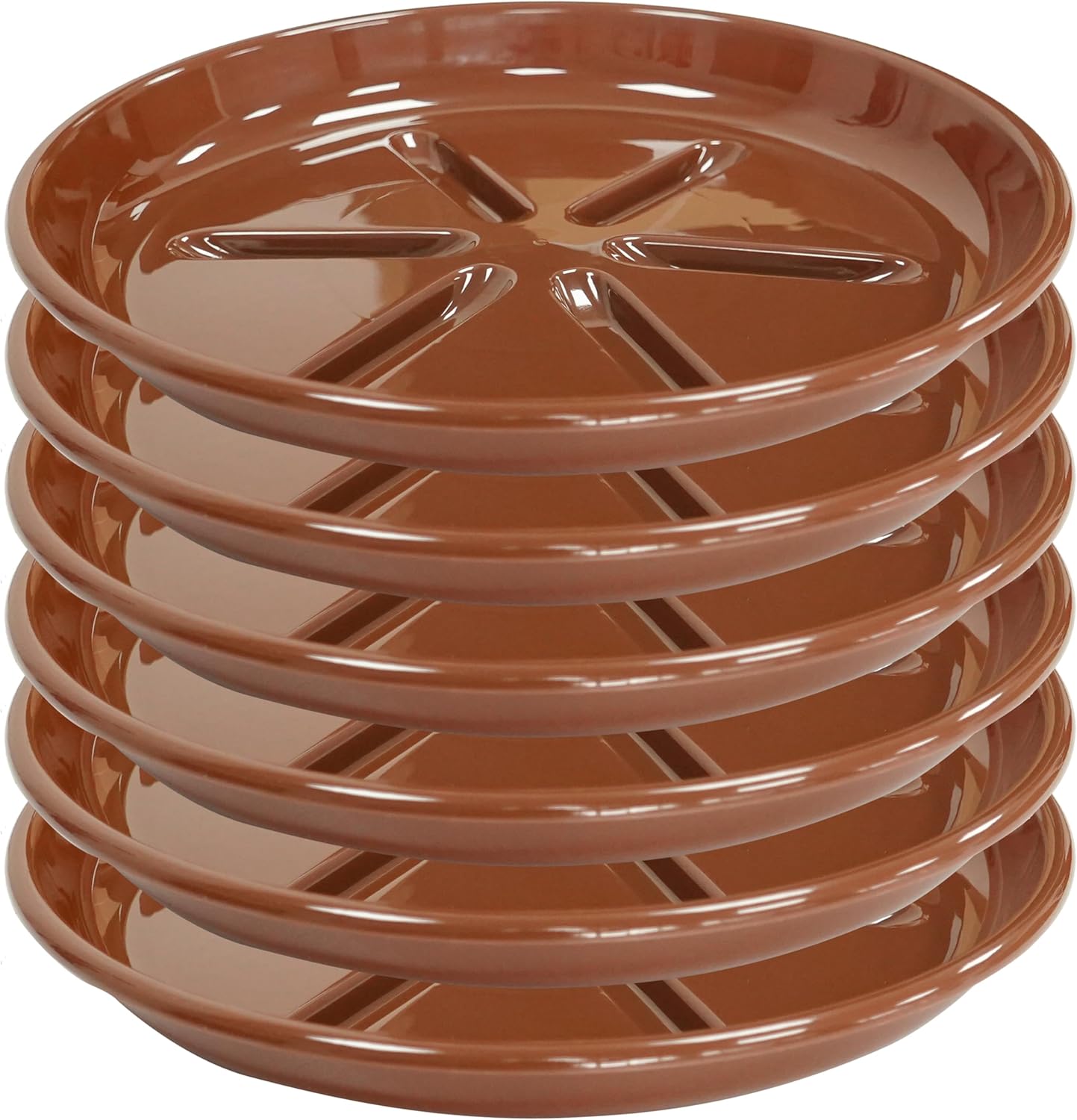 6 Pack of Plant Saucer 12 inch, Large Heavy Duty Plastic Saucers Round, Plant Drip Trays for Indoors Outdoor, Plant Water Tray for Planters, Brown