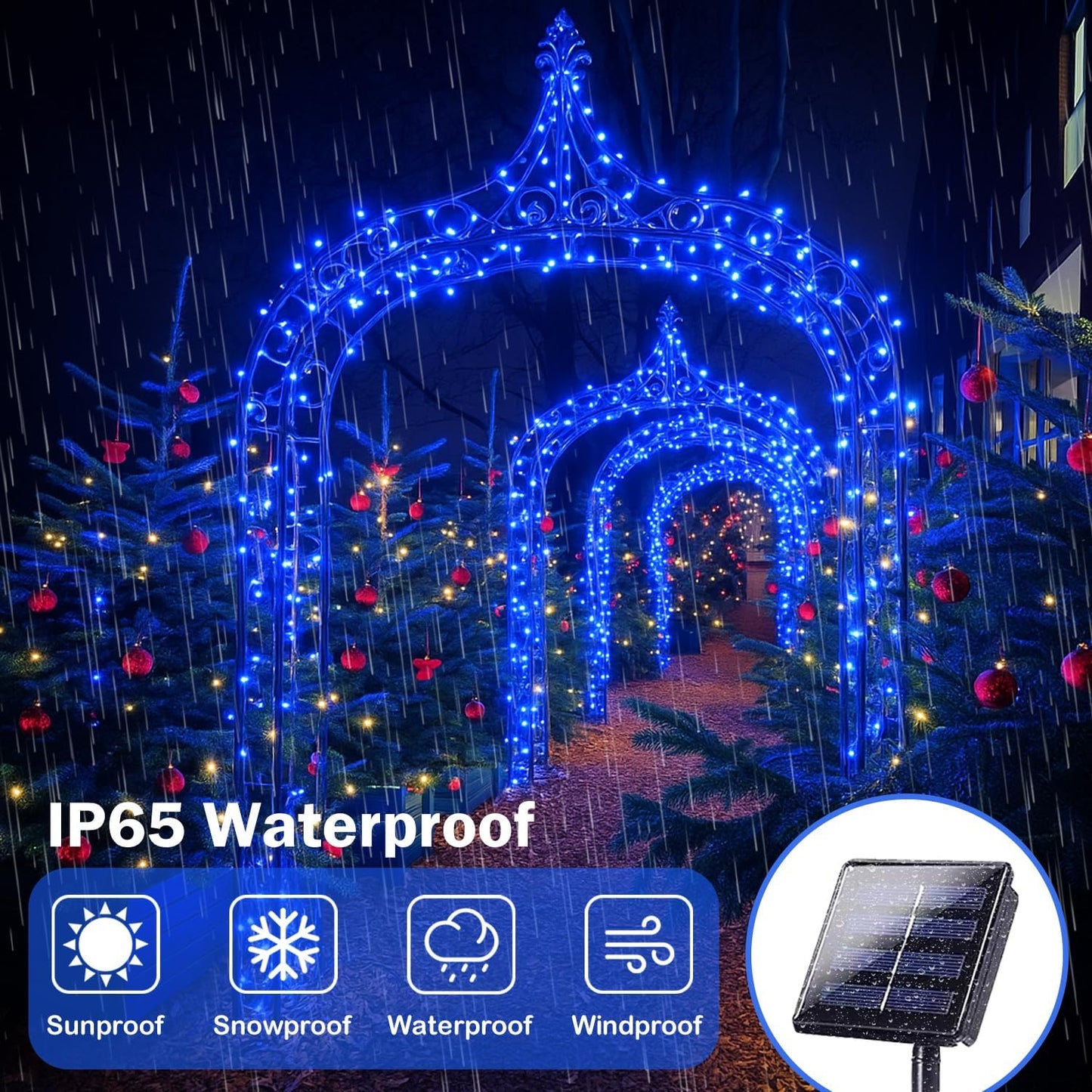 Extra-Long Solar String Lights Outdoor, 4-Pack 400 LED Solar Fairy Lights for Outside Waterproof, Copper Wire 8 Modes Solar Twinkle Fairy Light for Xmas Tree Garden Party Wedding Decor(Blue)