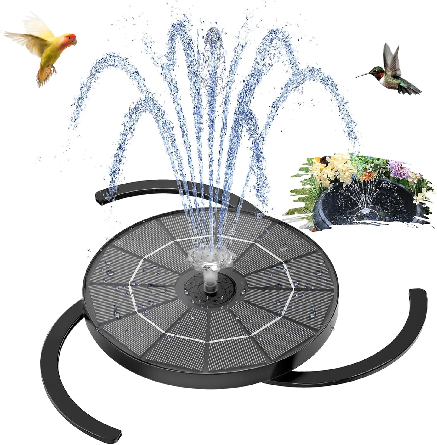 AISITIN 3.5W Solar Water Fountain with Storage & Integrated Bracket, Floating Solar Fountain Pump with Nozzles for Bird Bath, Garden, Pond, Pool, Aquarium and Outdoor