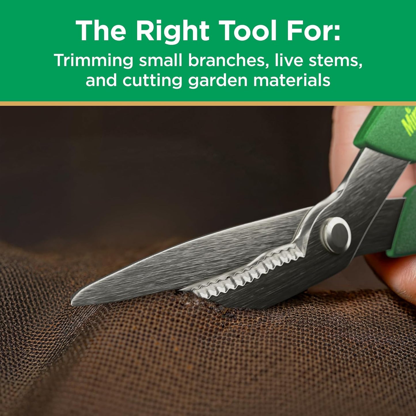 Miracle-Gro 8 in. All-Purpose Steel Garden Utility Shears with Serrated Blades – Comfort Grip Yard and Garden Scissors for Pruning Plants, Flowers, and Herbs