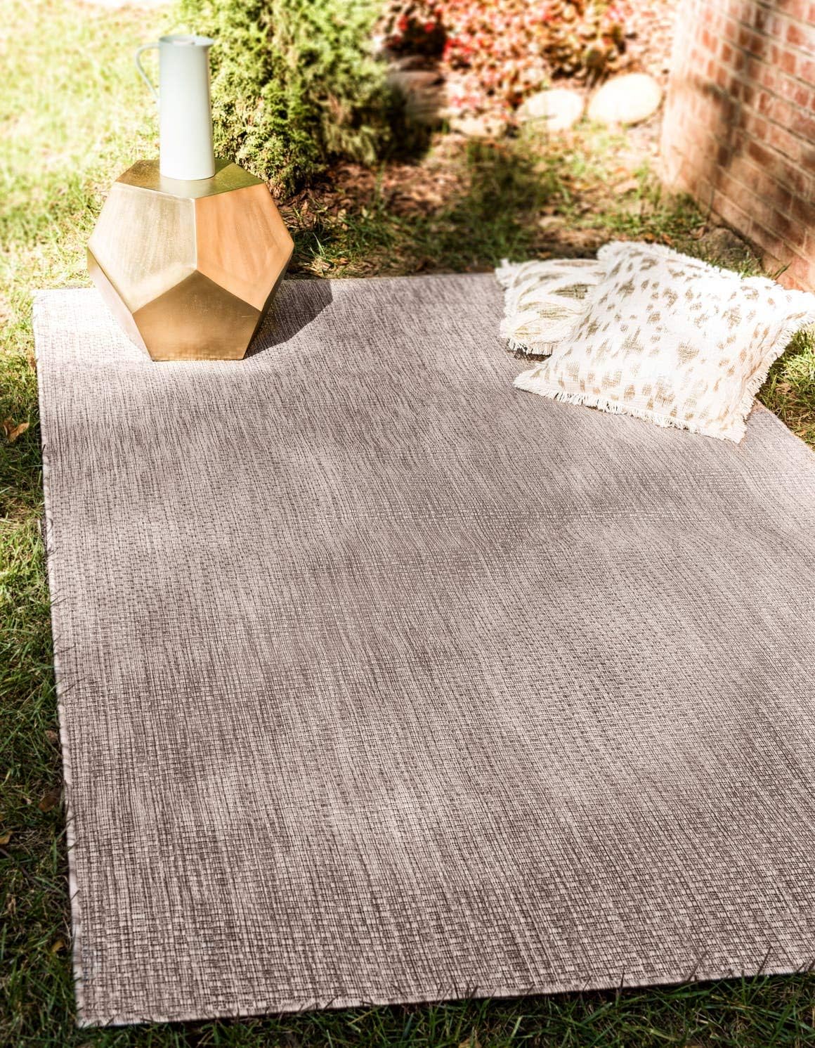 Unique Loom Collection Casual Transitional Solid Heathered Indoor/Outdoor Flatweave Area Rug (5' 1" x 8' Rectangle, Beige/Ivory)