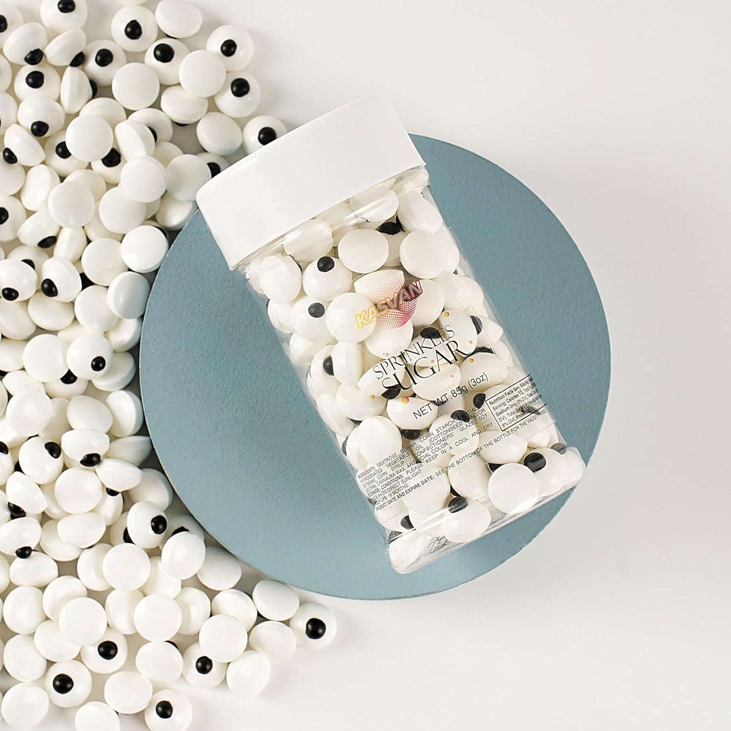 Kasvan Eyeballs Sugar Sprinkles - Edible Candy Eyeballs 85g/3 Oz, Halloween Sprinkles, Baking Cake Decorations, Ice Cream Toppings and Cookie Decorating, Wedding Party Chirstmas Supplies