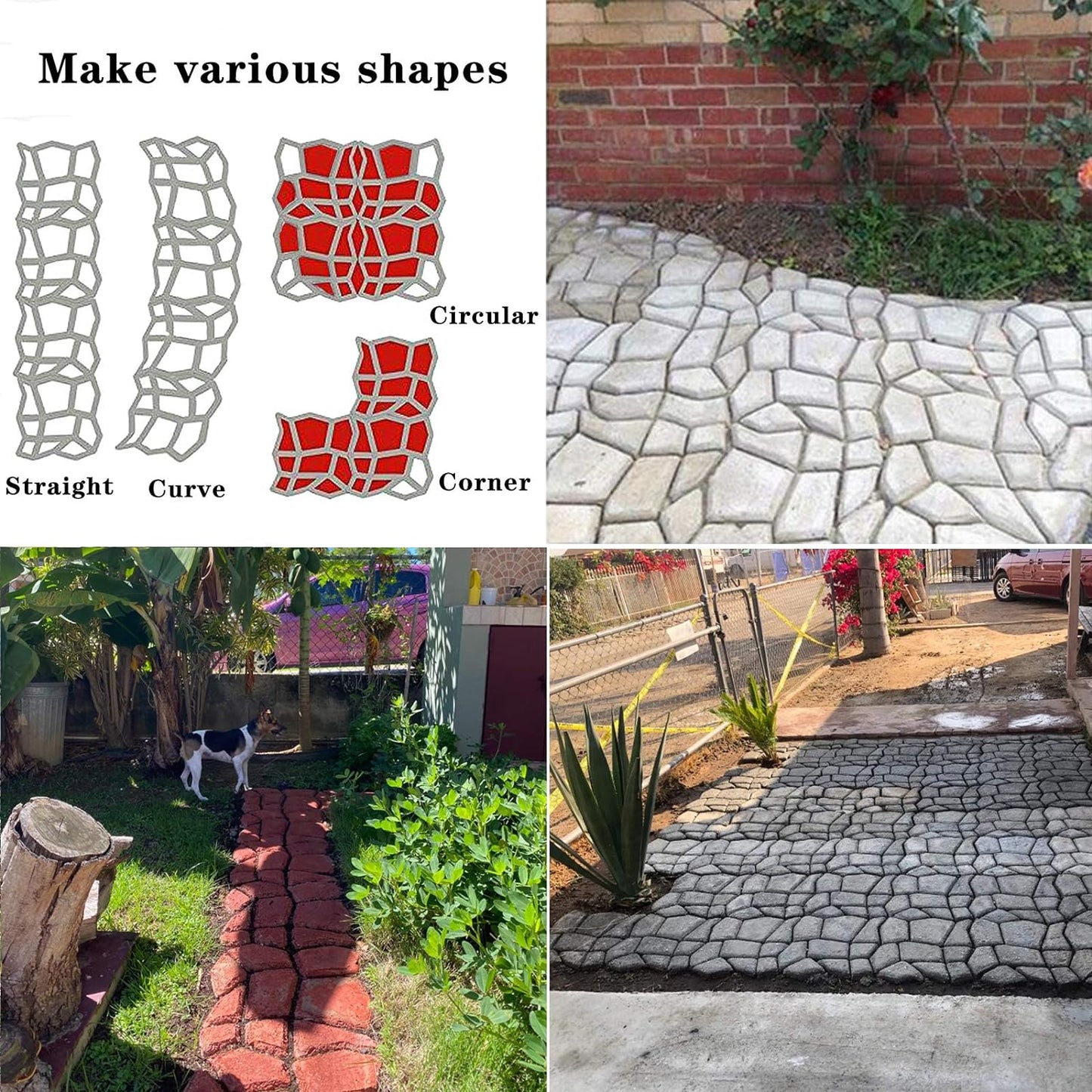 Walk Path Maker, Pathmate Stone Mold Paving Pavement Concrete Molds Stepping Stone Paver Walk Way Cement Molds for Patio, Lawn & Garden(4 Packs 13 x 13 x 1.4 inch)