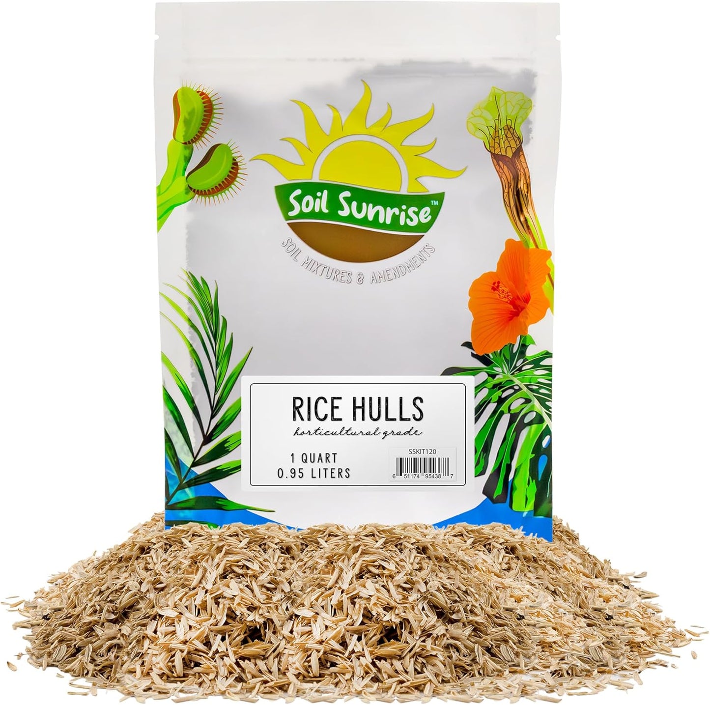 Organic Horticultural Grade Rice Hulls (1 Quart); All-Natural Soil Amendment for Houseplants, Gardening, Seed Starting & Chicken Bedding