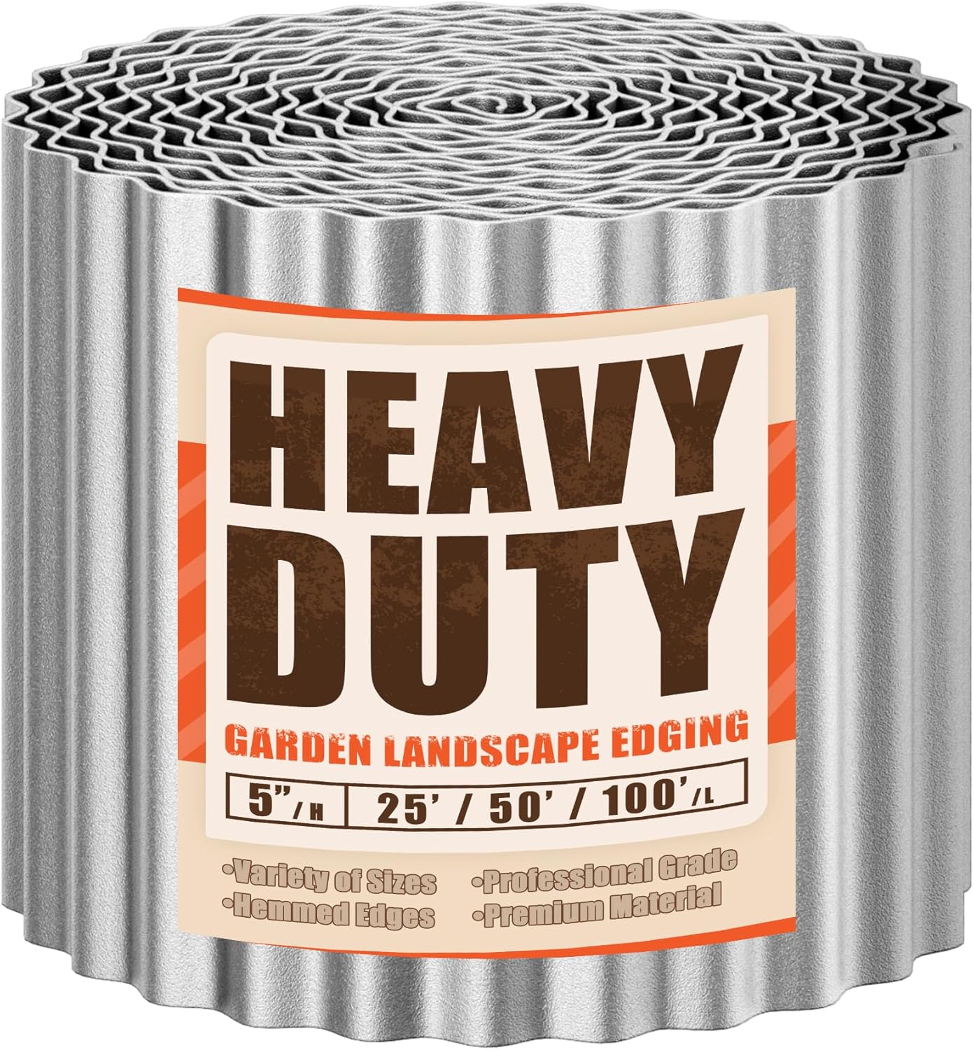 Corrugated Metal Garden Edging, 5''×100Ft Garden Border Edging, Landscape Edging Border, Metal Edging for Landscaping, Garden, Pathway, Lawn, Flower Bed(Silver)