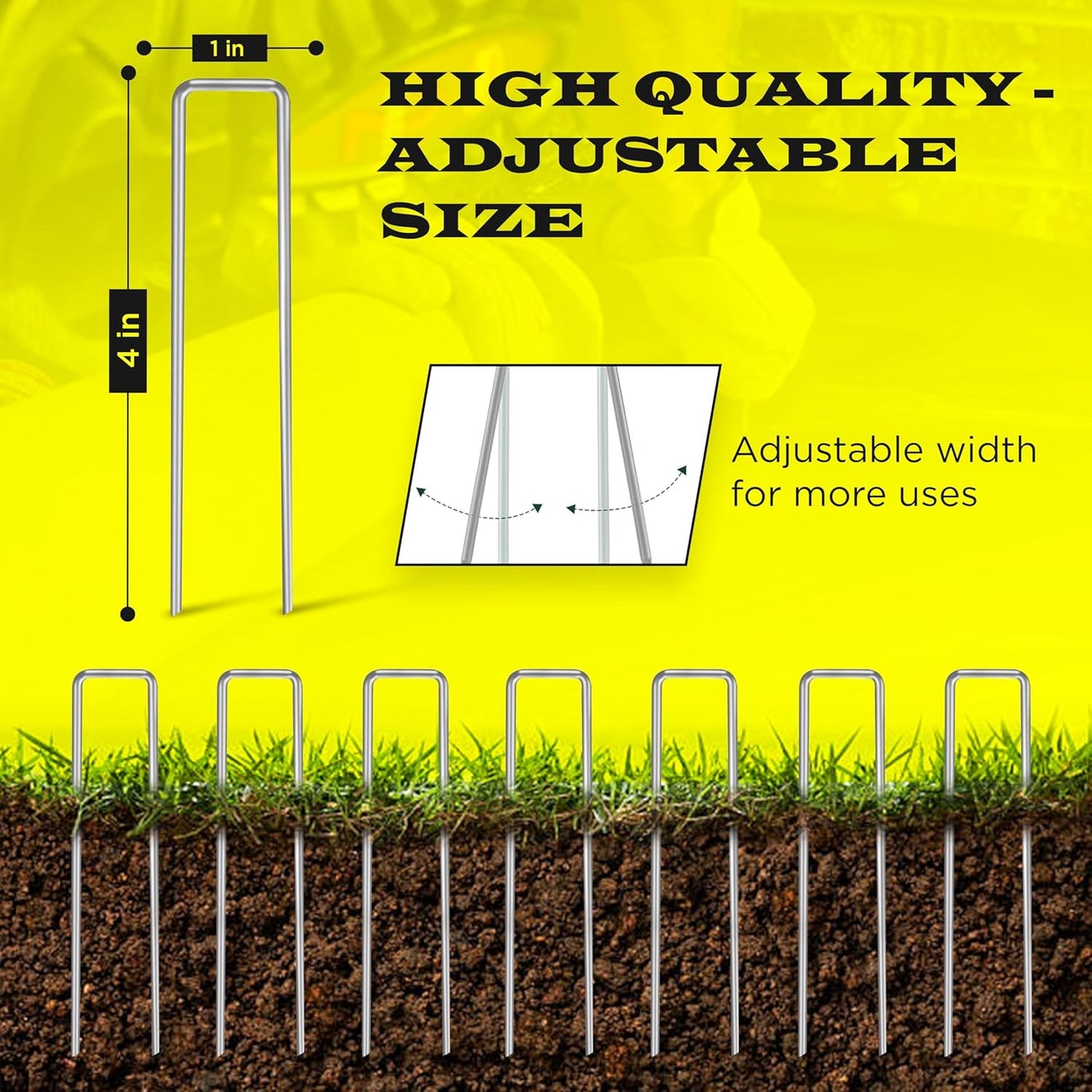 75 Pack x 4 Inch Landscape Staples Galvanised, Fabric Pins, 11 Gauge, Garden Staples, Tent Stakes, Fabric Pins for Lawn, Fence, Tent, Decoration, Weed Barrier, Outdoor. (75 x 4in)