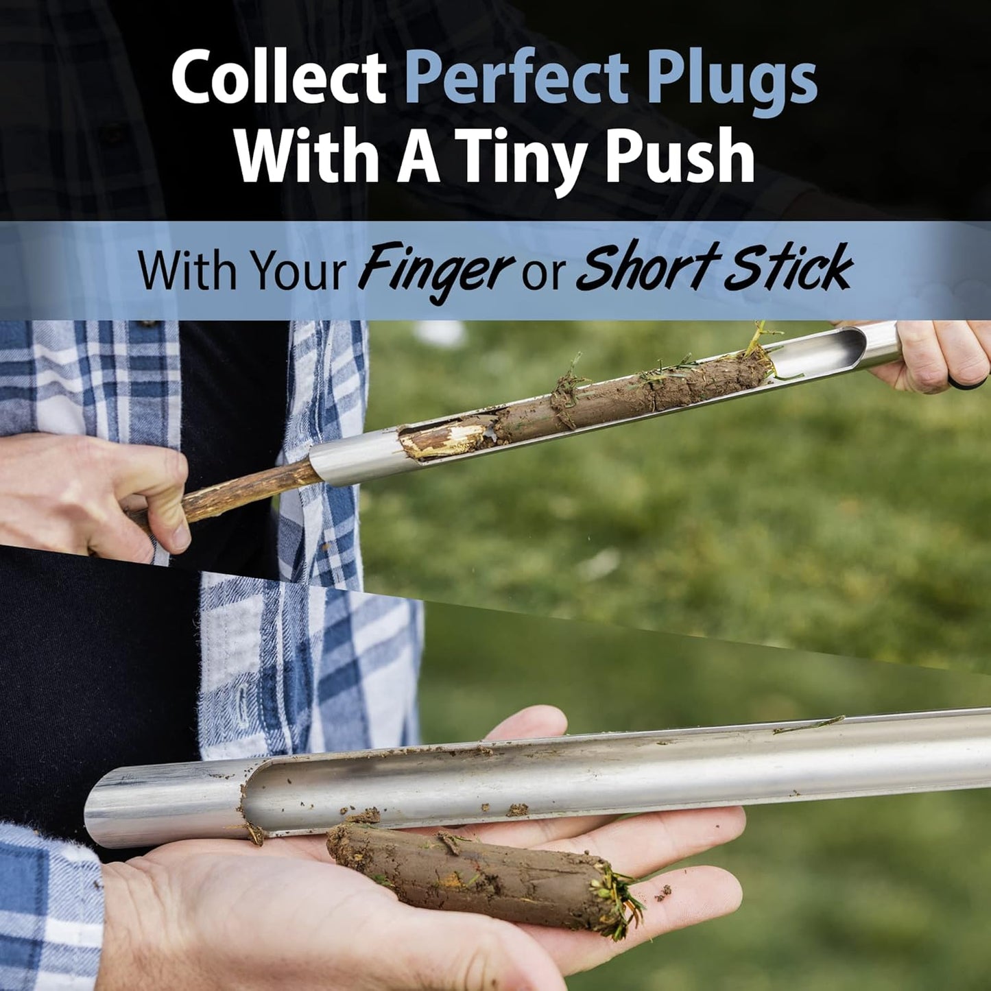 Sleekspace Soil Probe with Small Soil Sampler Bags. 20" Soil Sample Probe Rod. Patent Pending Ground Probe Design for Tidy Strata in Soil Test Sampling.