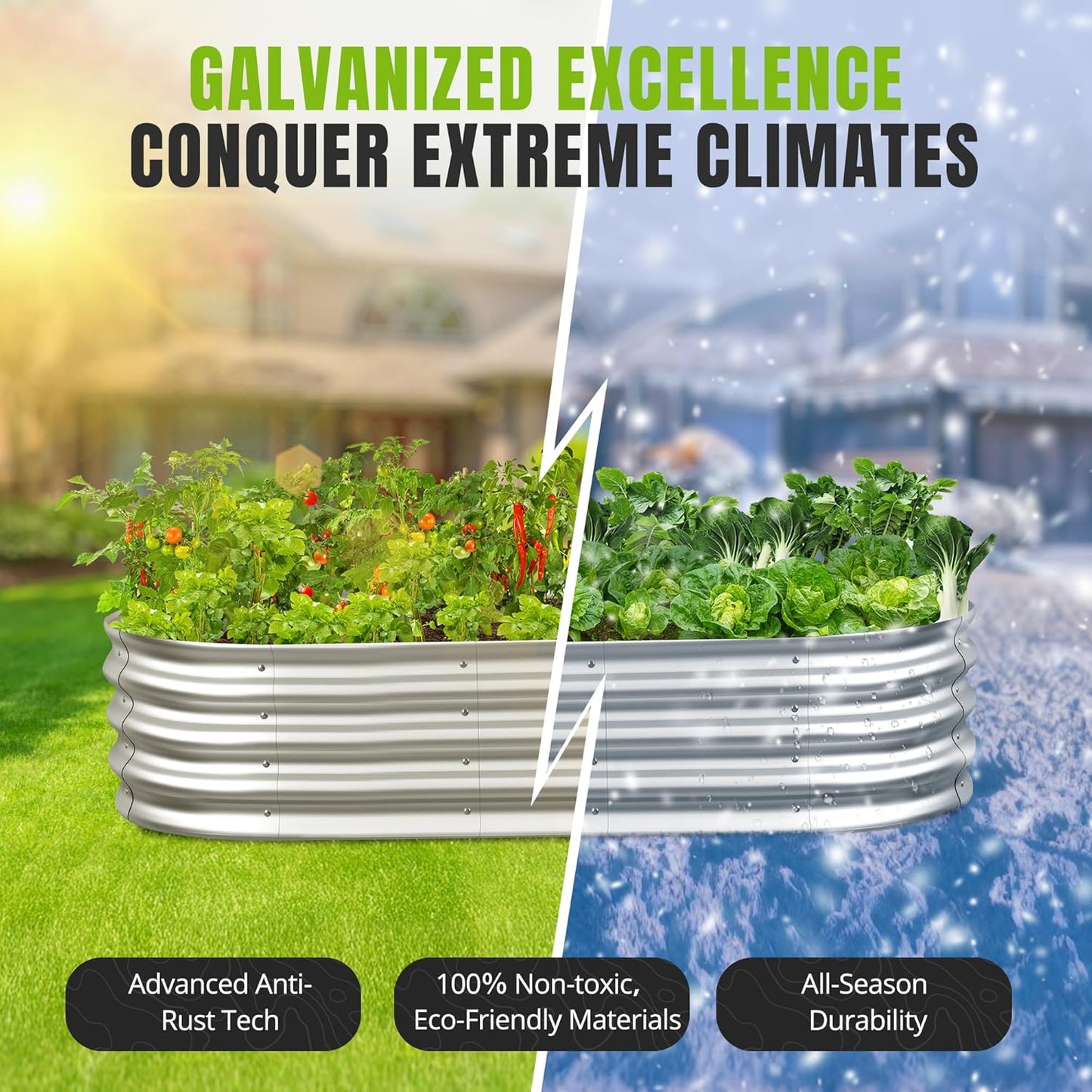 Sponvatt Raised Garden Bed - Outdoor Galvanized Raised Garden Bed Planter Boxes, Large Oval Metal for Gardening Planter Box Kit,Suitable for Vegetables,Herbs, and Flowers (4x2x1 Ft,Silver)