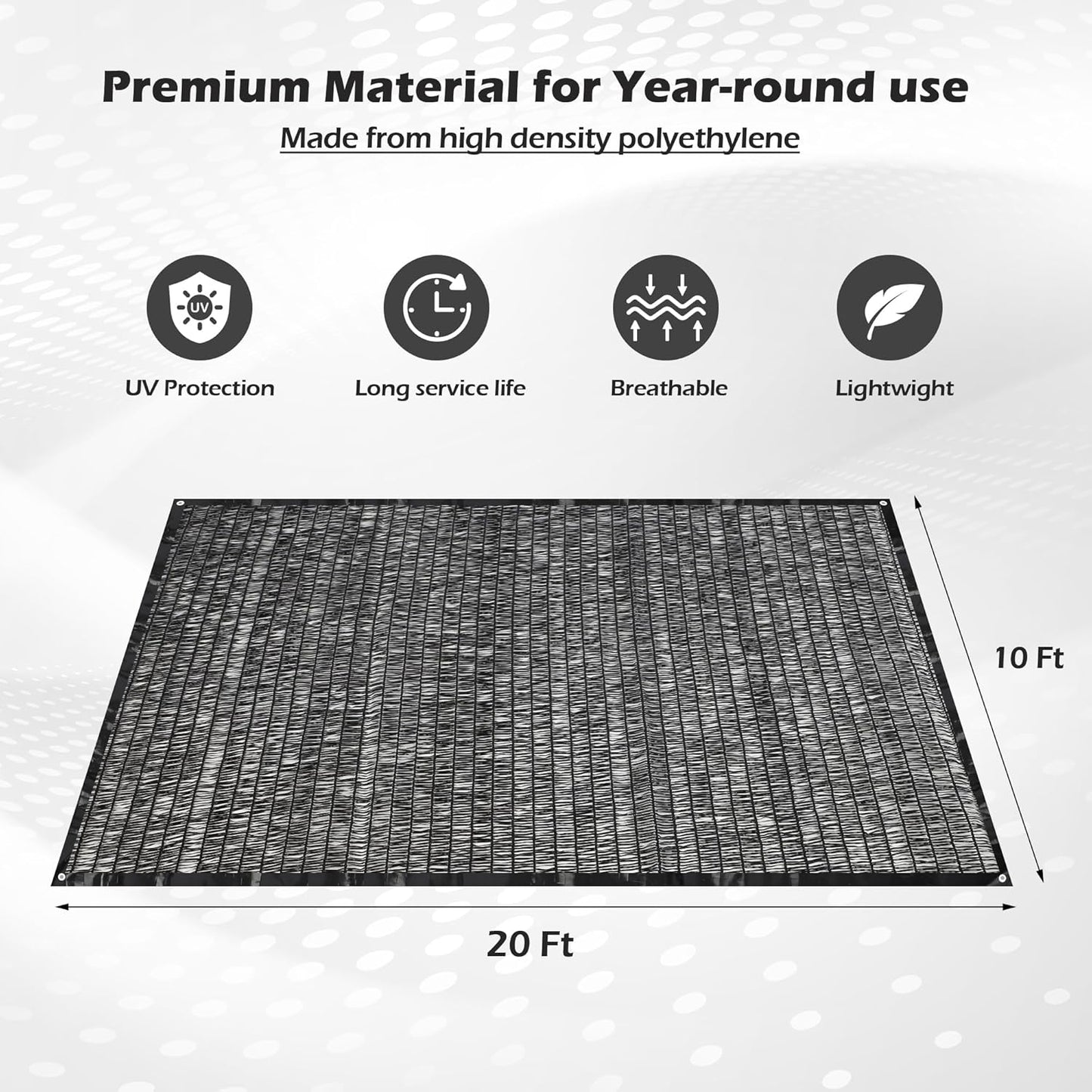 Garden expert 50% Sun Shade Cloth 10x15ft Mesh Tarp with Grommets for Plant Cover Patio Canopy Garden Pergola Greenhouse Car Barn Kennel Black