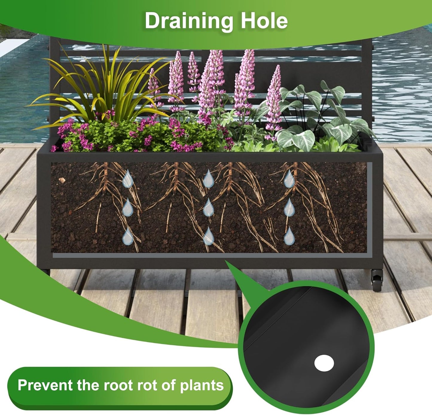 Lumioca 71"x35"x16" Metal Raised Garden Bed with Trellis, Trellis with Planter Box for Backyard Patio Balcony Climbing Plants, Black Harold