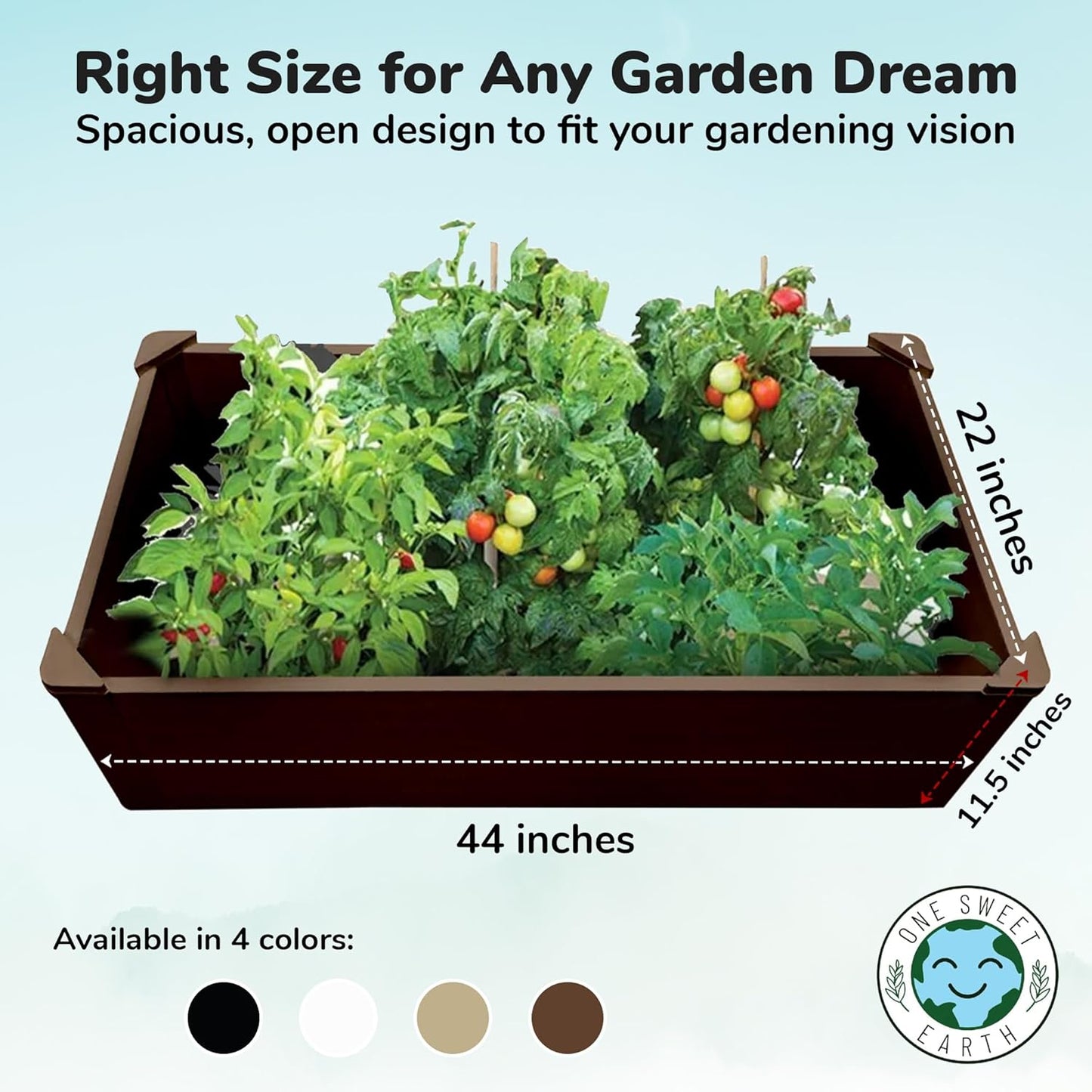 Raised Garden Bed - 2x4 ft Planter Box - Brown HDPE - No Tools Needed - DIY Kit for Urban Gardening, Flowers, Herbs & Vegetables - Made in The USA