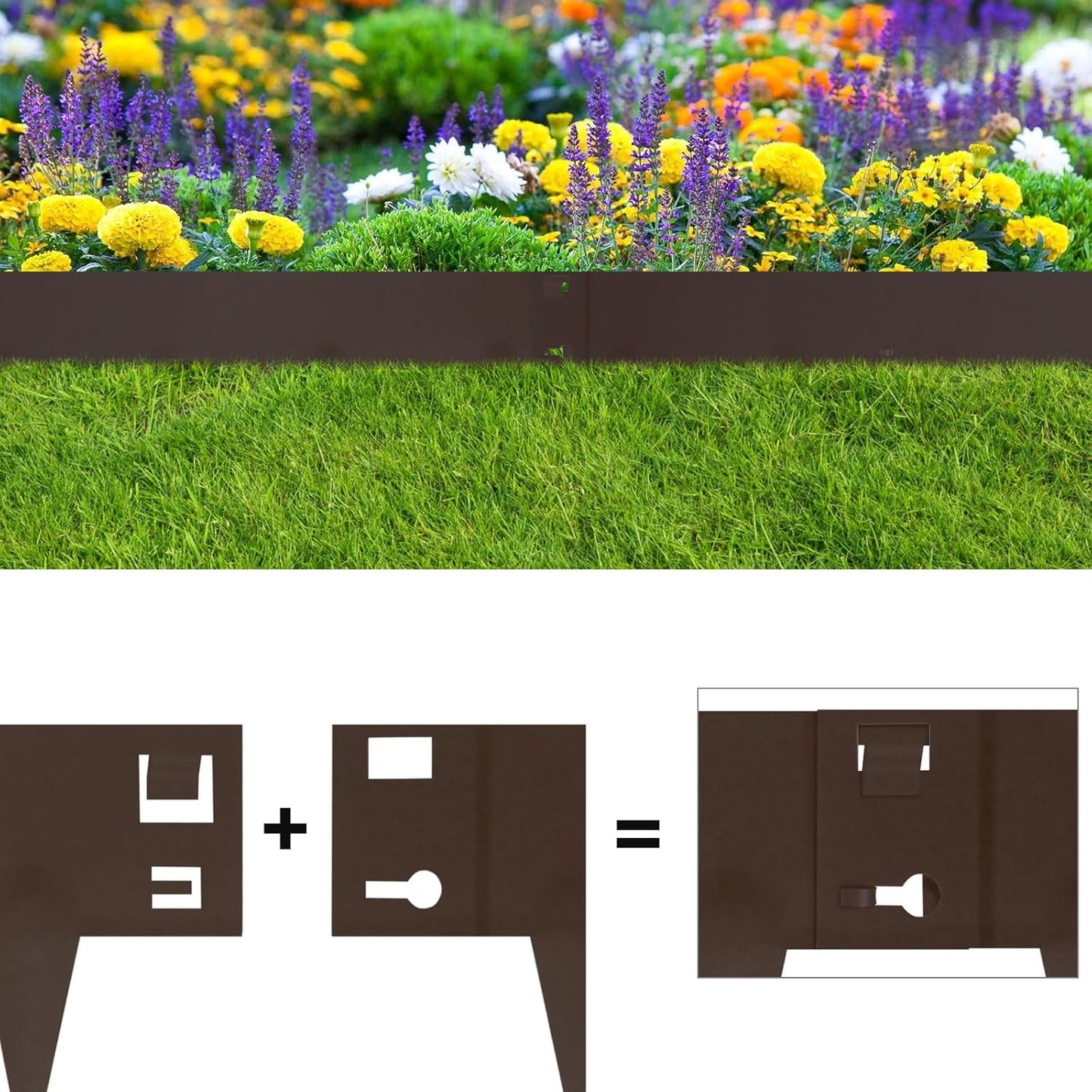 5 Pack Steel Landscape Edging,Metal Landscape Edging 40 Inch Strips, Brown Metal Garden Edging 7 inch Depth, Steel Edging for Landscaping, Brown