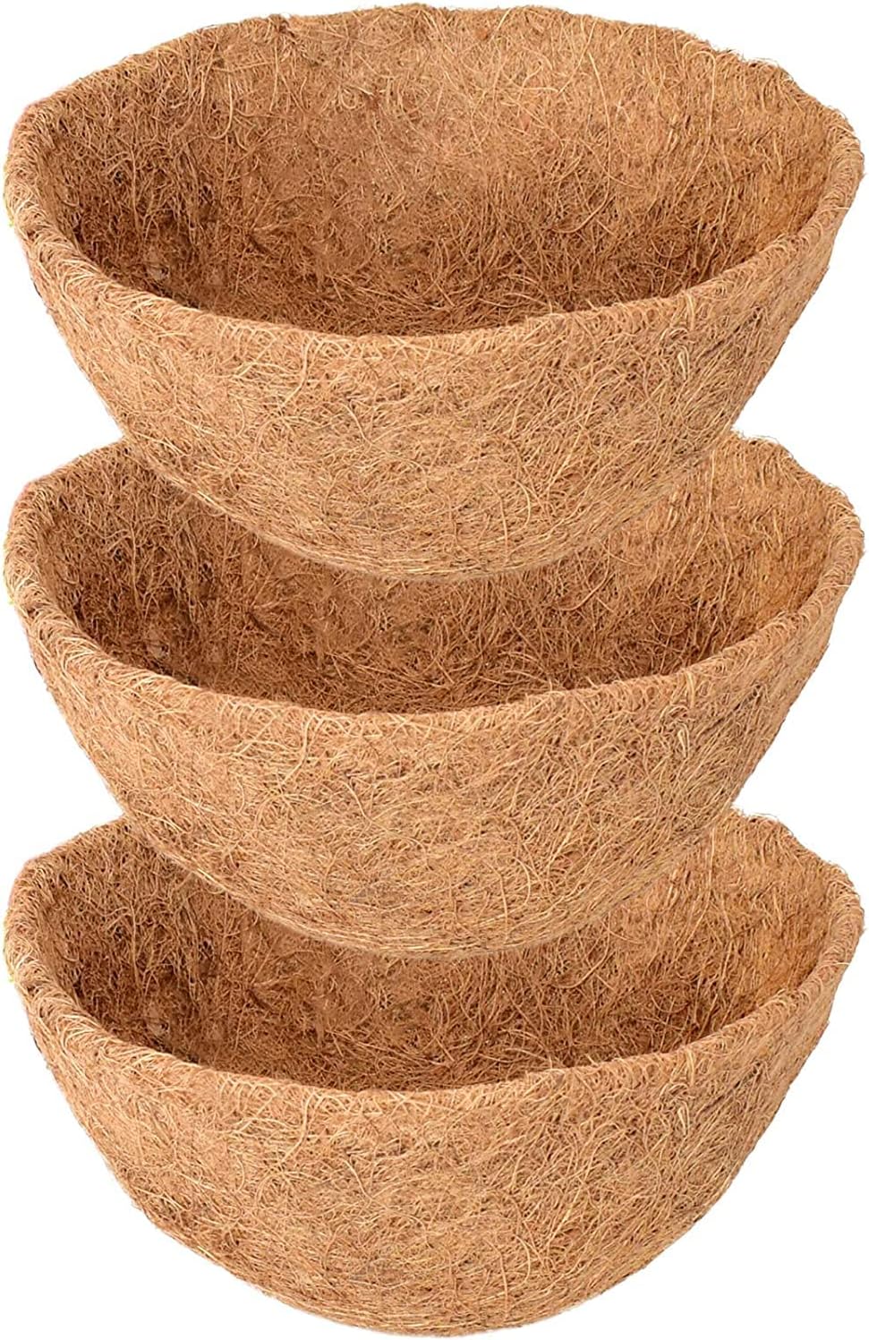 Legigo 3 Pack 16 Inch Hanging Basket Coco Liners Replacement, 100% Natural Round Coconut Coco Fiber Planter Basket Liners for Hanging Basket Flowers/Vegetables