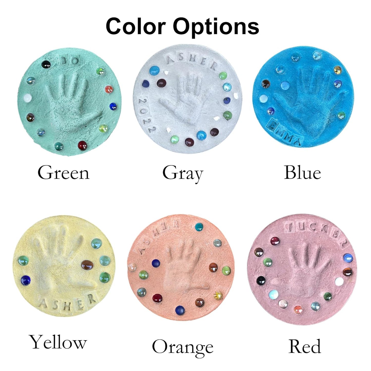 DIY Stepping Stone Kit with Color Pigment, Handprint Stepping Stone, Mother's Day Gift, Footprint Stepping Stone (10 Inch + Stamp Set, Red)