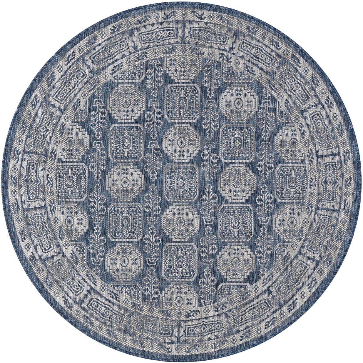 Keen Home Design Terrace Outdoor Round Rug - 8ft Round Washable Indoor/Outdoor Rug for Patio, Kitchen, Balcony, Beach, Garden, Deck and Porch, Size: 7'7" Round