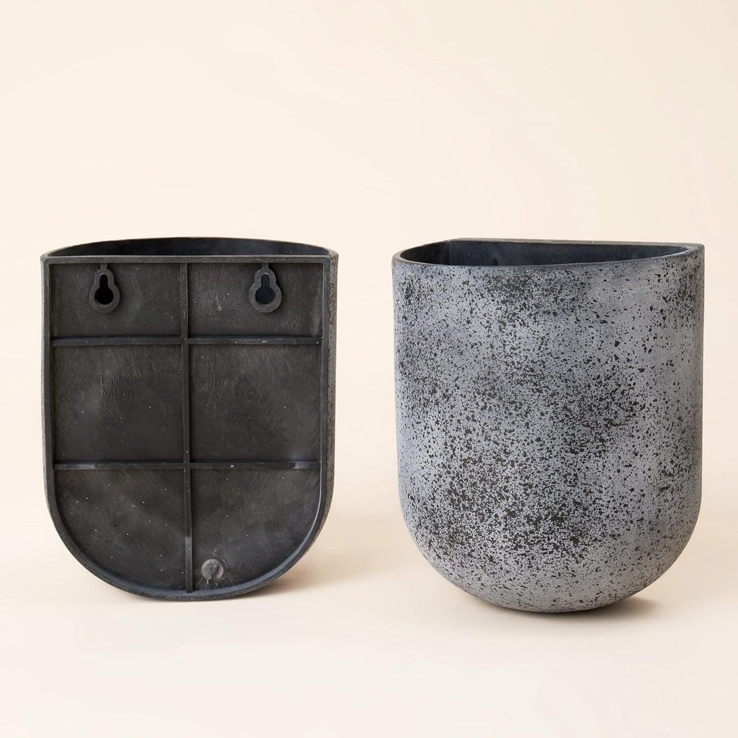 LA JOLIE MUSE Wall Hanging Planters for Indoor Plants，Hanging Flower Pots for Air Plants Succulent, Set of 2, 6 Inch, Rock Gray