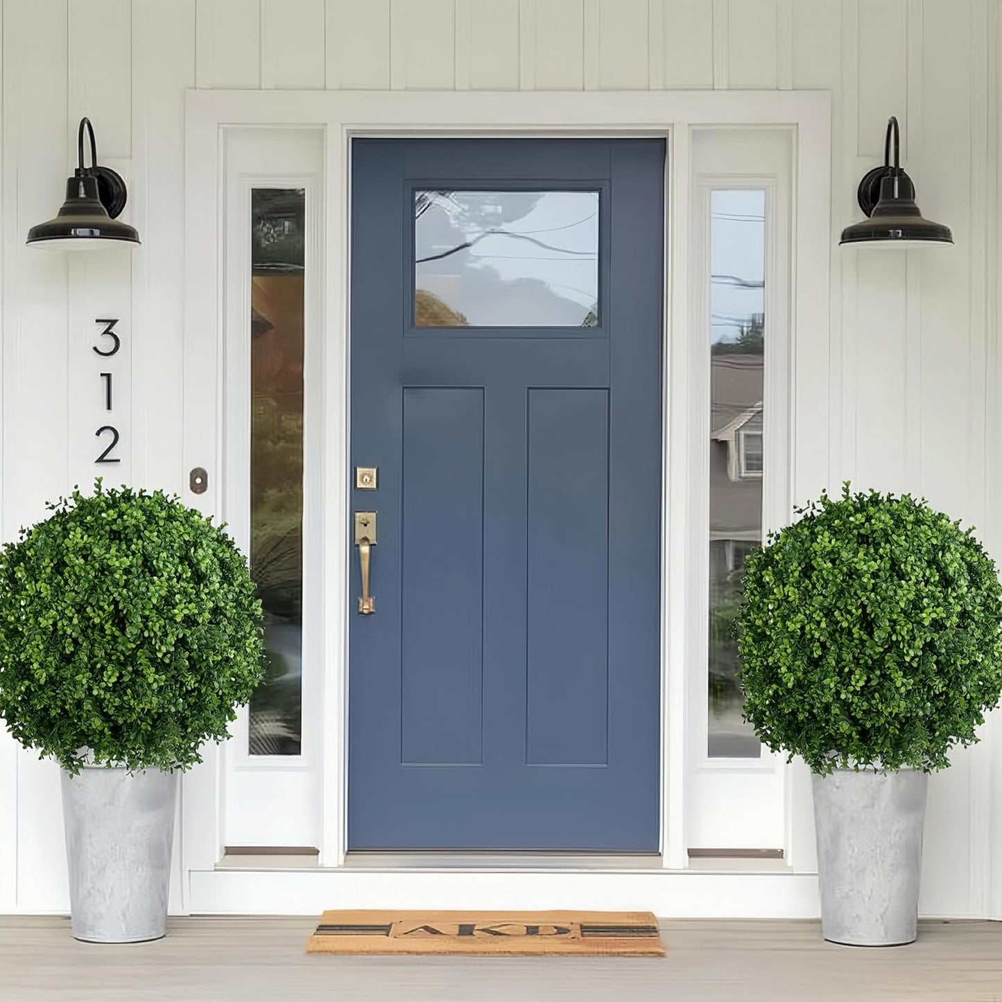 QIANYUN Artificial Topiary Trees Outdoor – 18 Inch Fake Boxwood Plants, UV Resistant Faux Shrubs for Outdoor/Indoor Decor, Perfect for Porch, Garden, Backyard