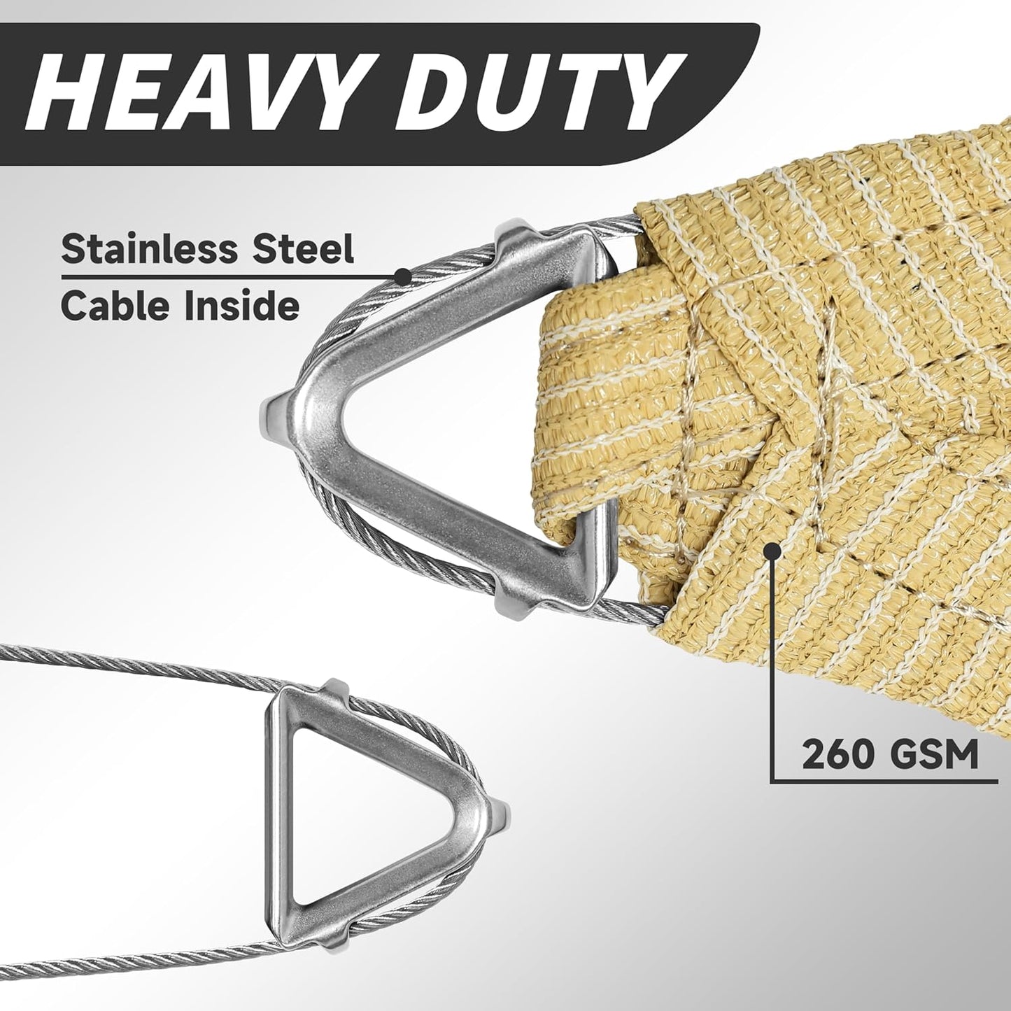 Royal Shade Heavy Duty 16' x 16' Grey Square Pro Ring Shade Sail, 260 GSM Commercial Grade UPF50 Sunshade, Reinforced Corners & Edges -5Years Warranty (We Make Custom Size)