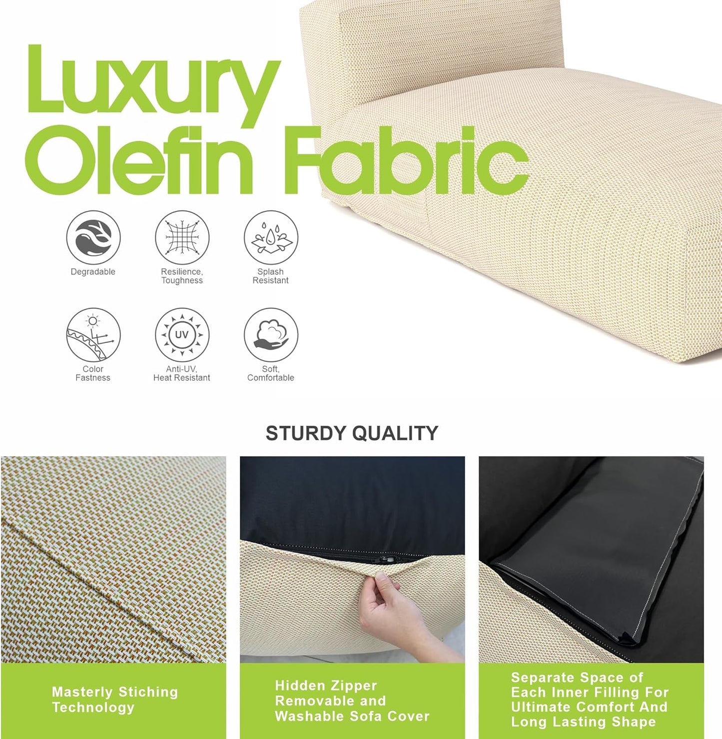 Outdoor Bean Bag Lounger Chair, Big Comfy Outdoor Daybed for Sunbathing and Tanning - Water-Resistant Patio Chaise and Pool Sun Lounger Furniture for Beach Deck (Spice Tan)