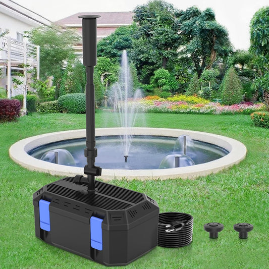 All-in-One Pond Filters for Outdoor Ponds 500-750 Gal, 850GPH Koi Pond Pump with 3 Spray Patterns, Pond Fountain Kit for Water Feature, Garden, Bird Baths, Upgradeable for LED and U - V Lamp