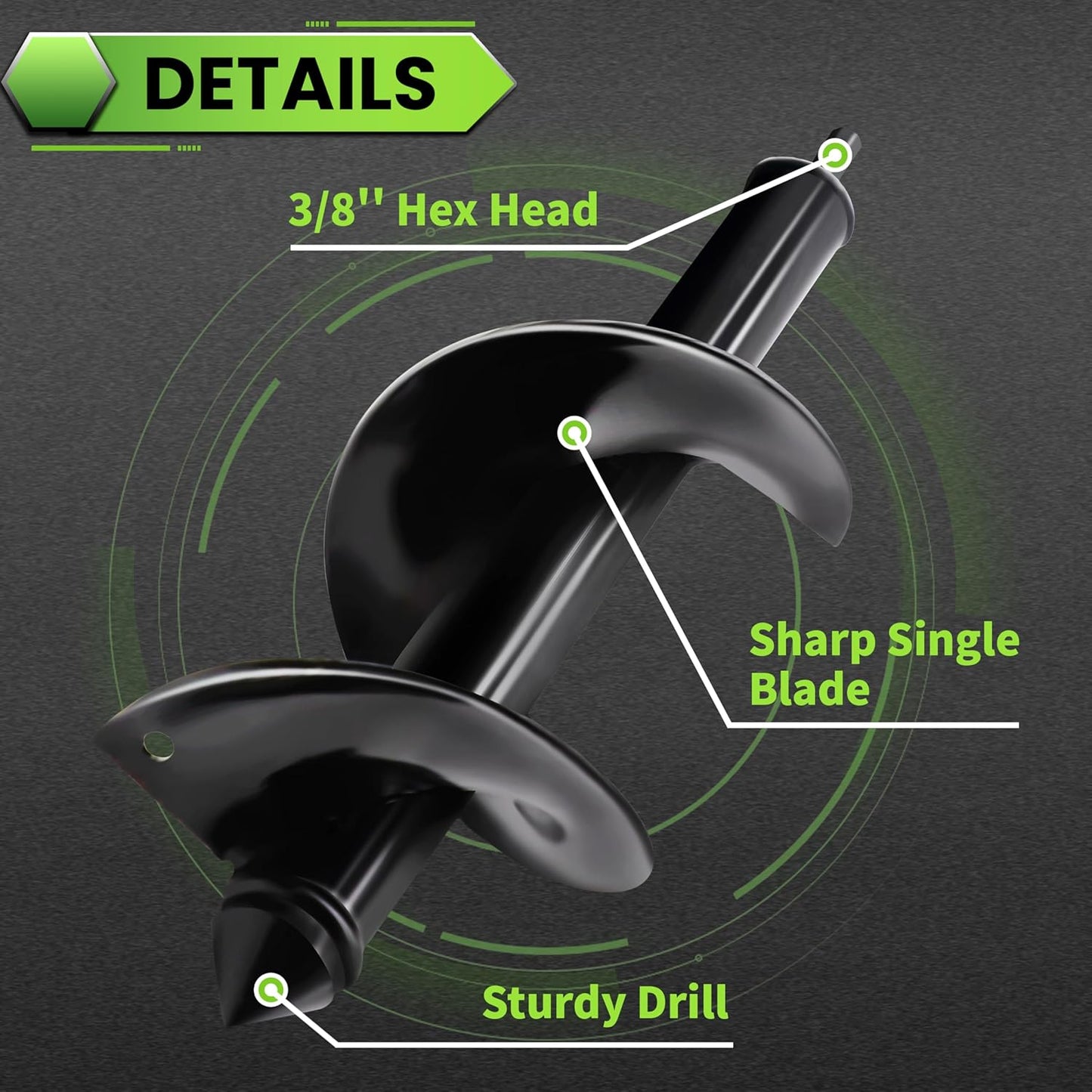 SYITCUN Auger Drill Bit for Planting - 4"X12" Heavy-Duty Garden Auger Spiral Drill Bit - Bulb Planter Tool & Post Hole Digger - 3/8" Hex Drive Drill
