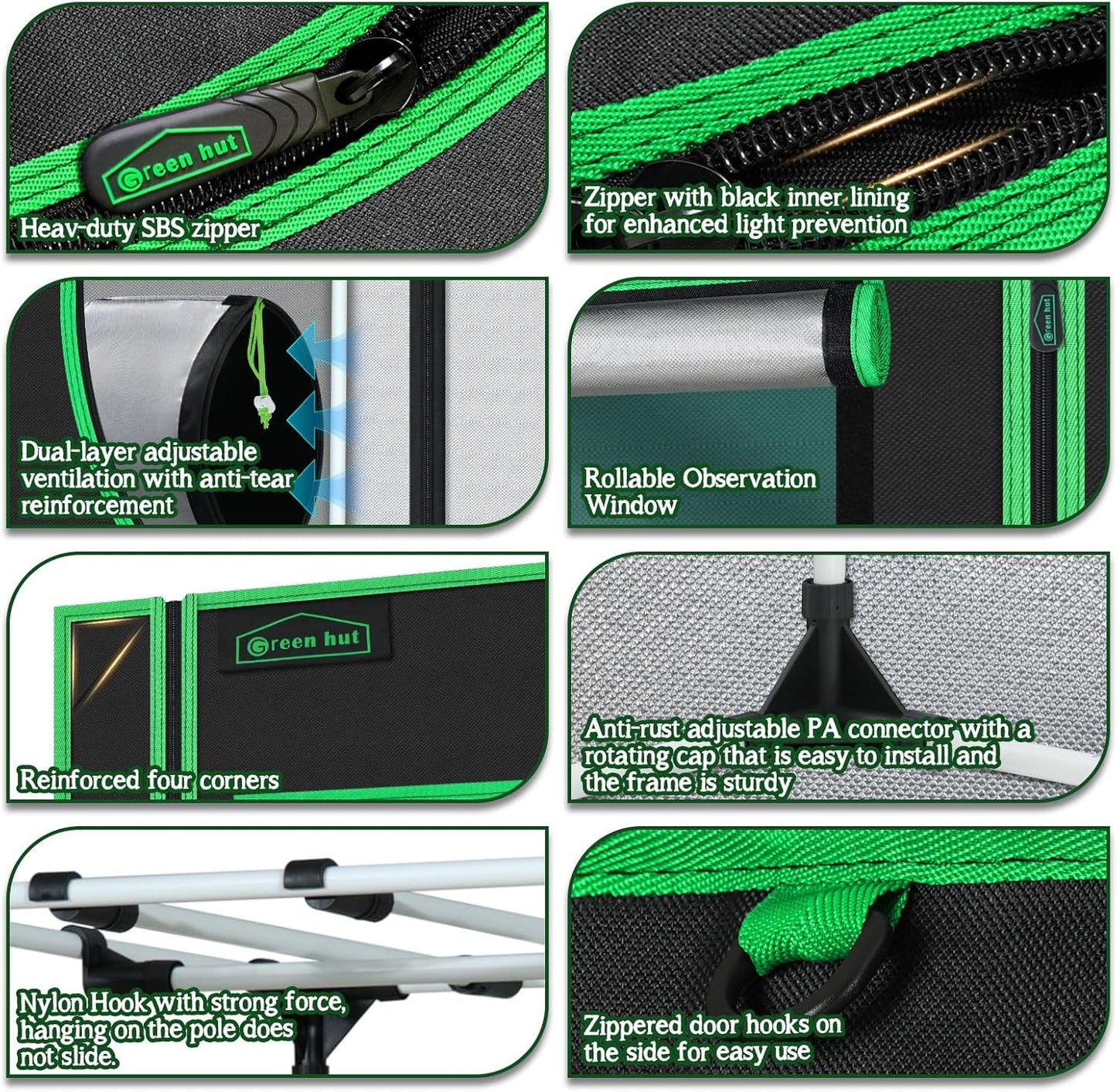 Grow Tent 24"x24"x48" 600D Mylar Hydroponic Indoor Grow Tents with Observation Window, Removable Floor Tray and Tool Bag for Indoor Plant Growing 2x2