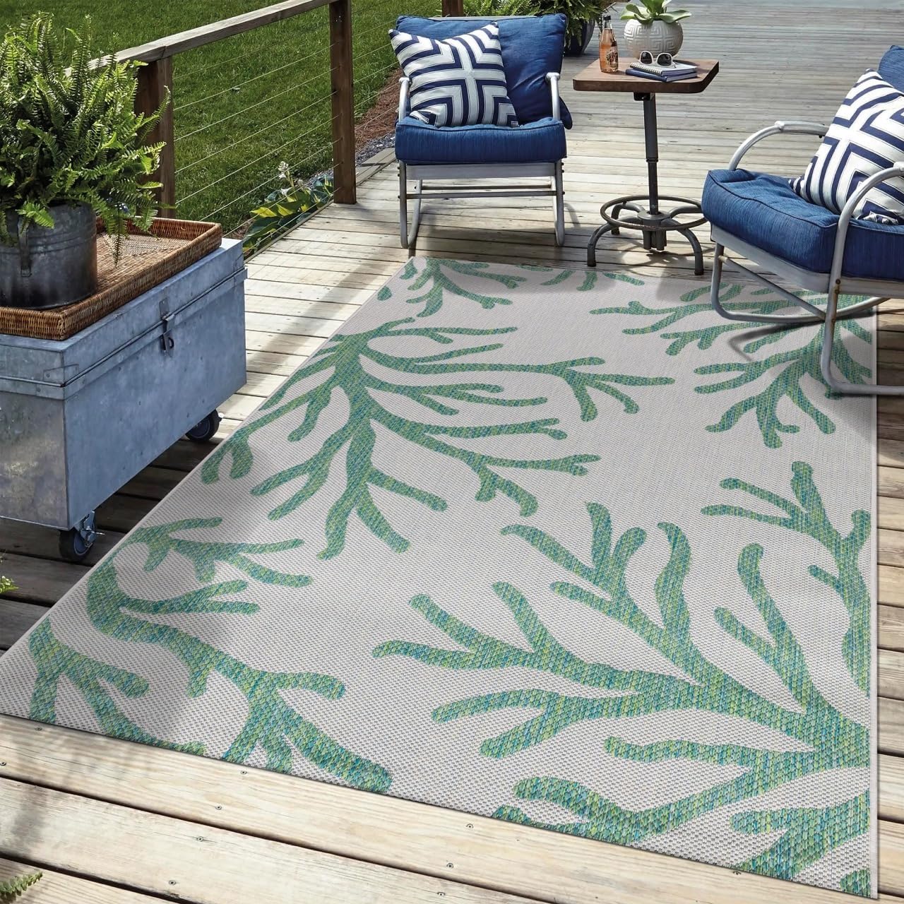 Keen Home Design Terrace Outdoor Area Rug - 10x14 Washable Indoor/Outdoor Rug for Patio, Kitchen, Balcony, Beach, Garden, Deck and Porch, Size: 10'x14'