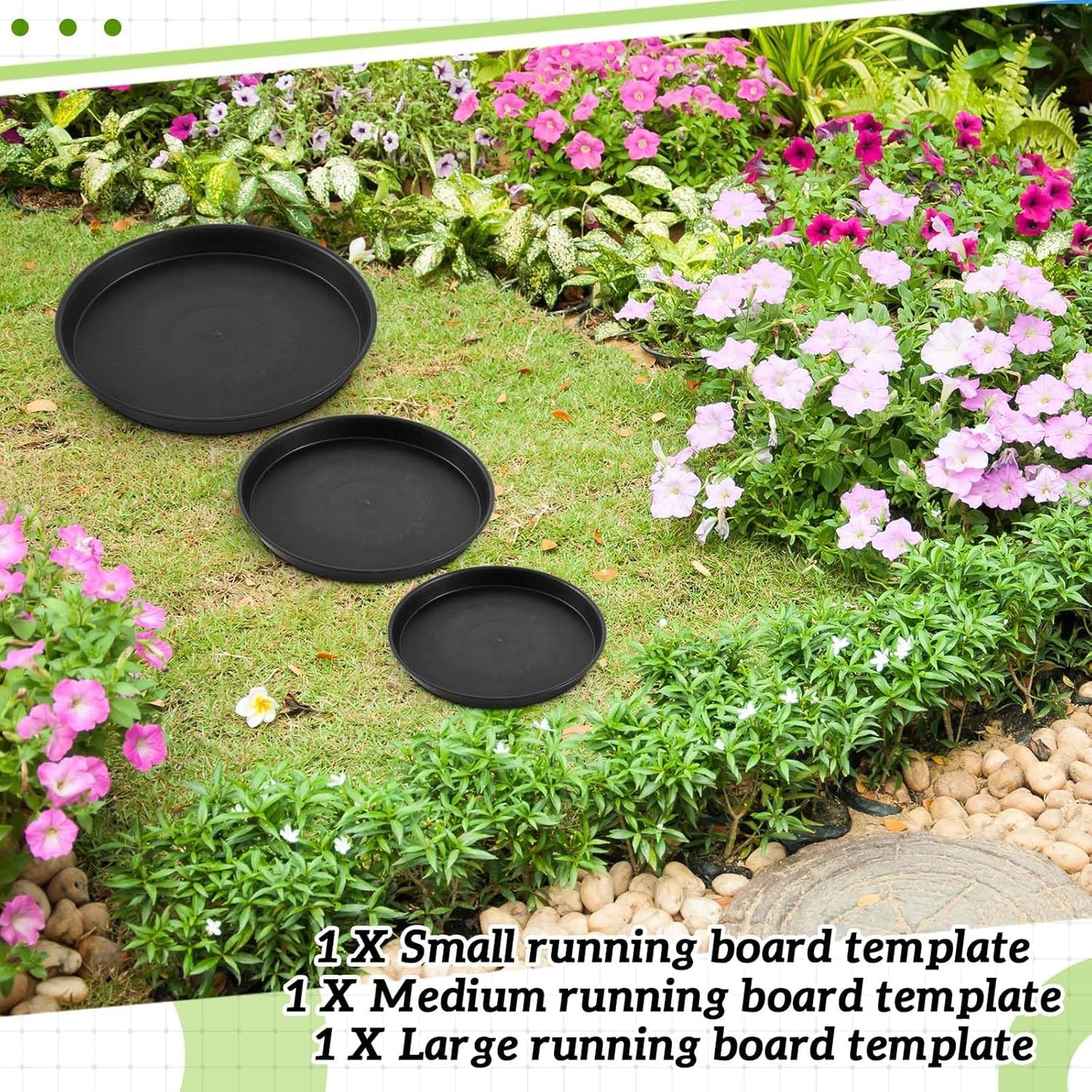 3 Size Round Stepping Stone Mold Internal Diameters 7.8" 10.2" and 13.7" Plastic Stepping Stone Molds for Concrete and Stained Glass for Garden Walk Way